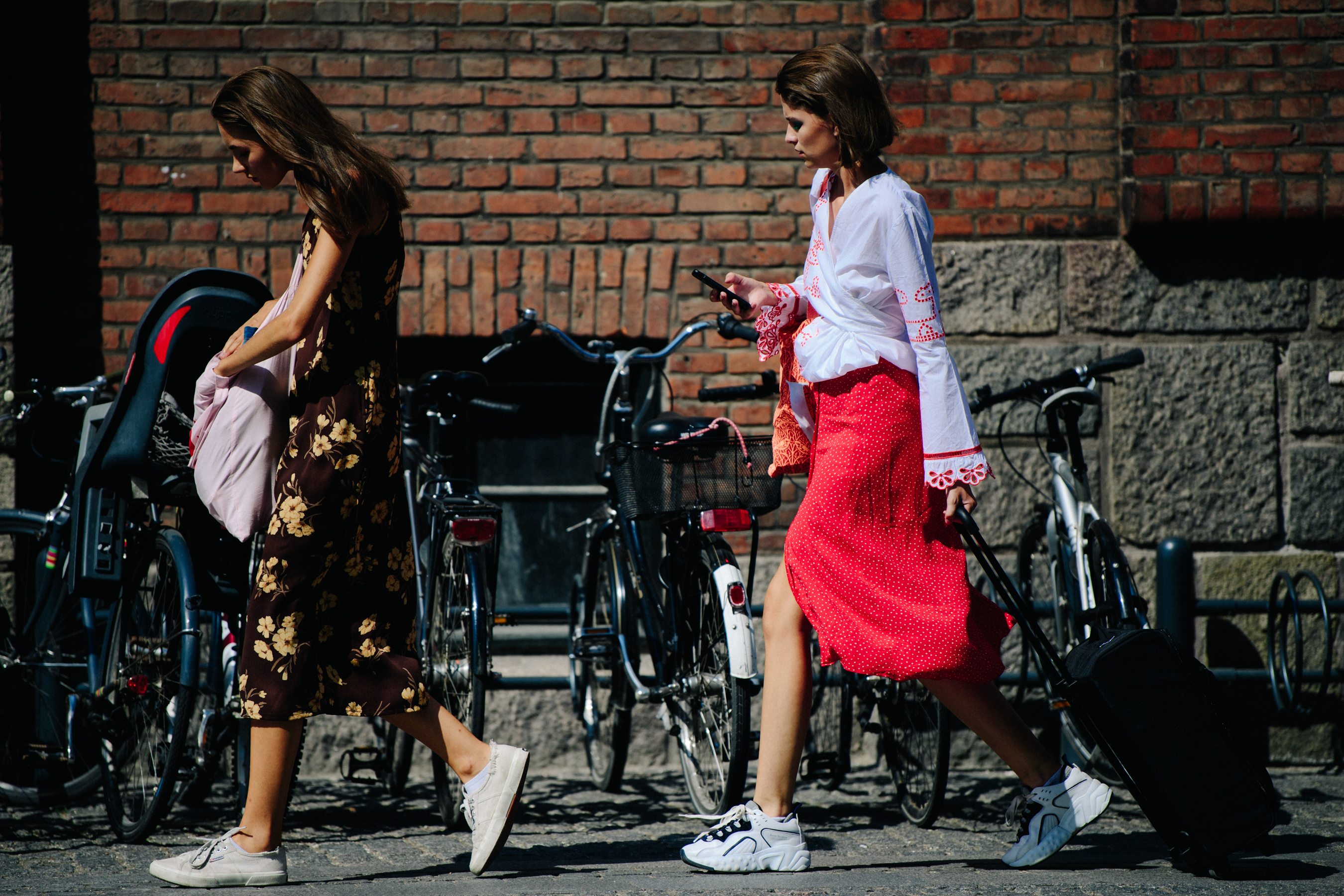 Two models leaving show