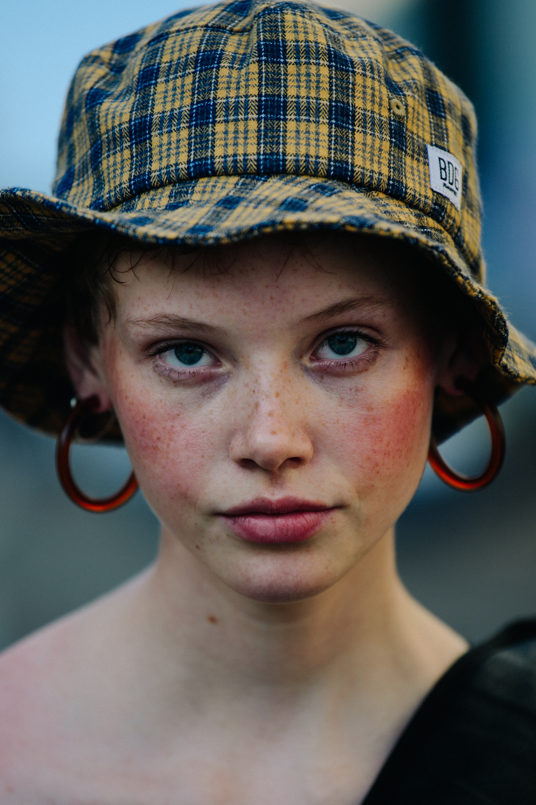 Portrait of model with blue eyes