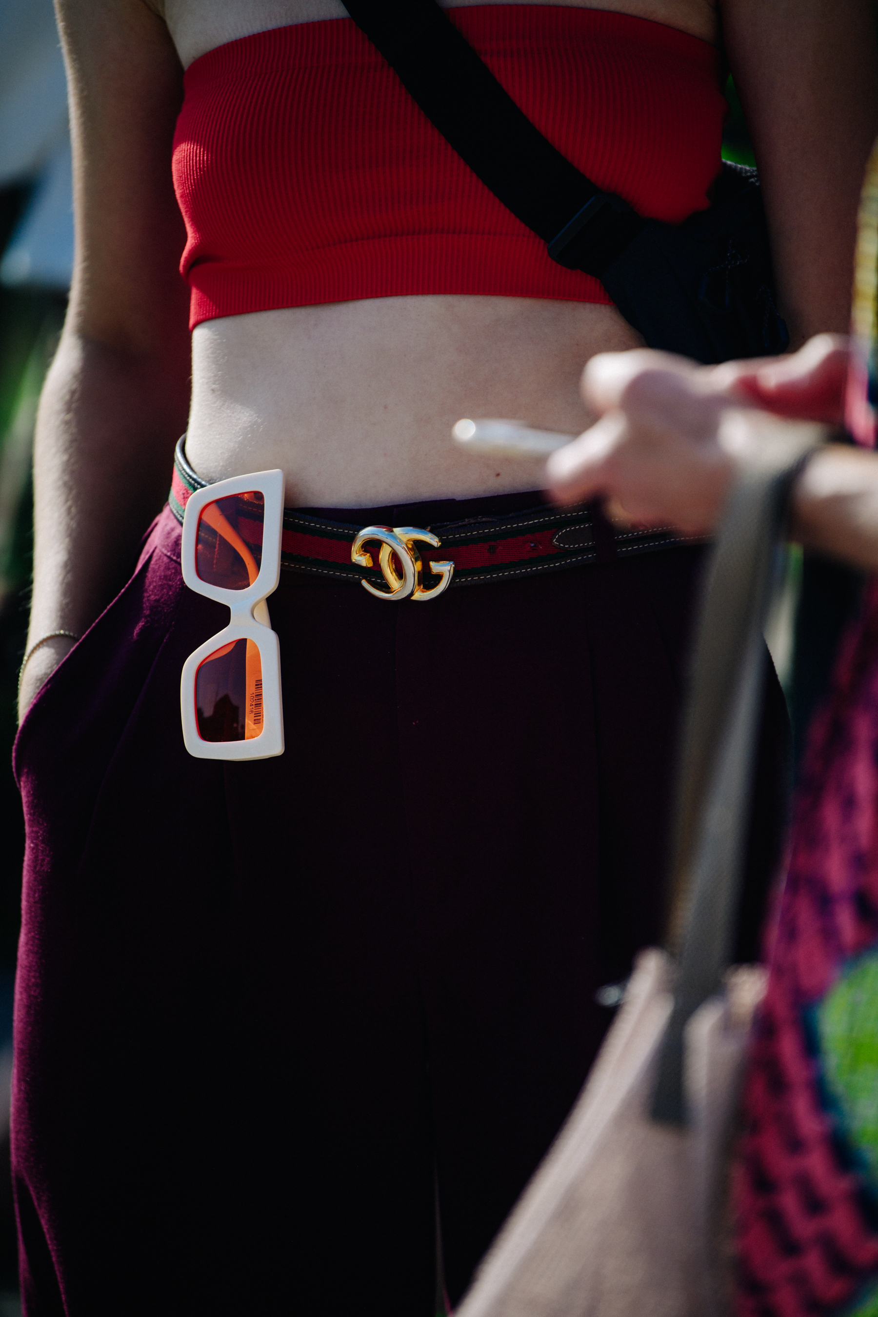 Woman wearing Gucci belt