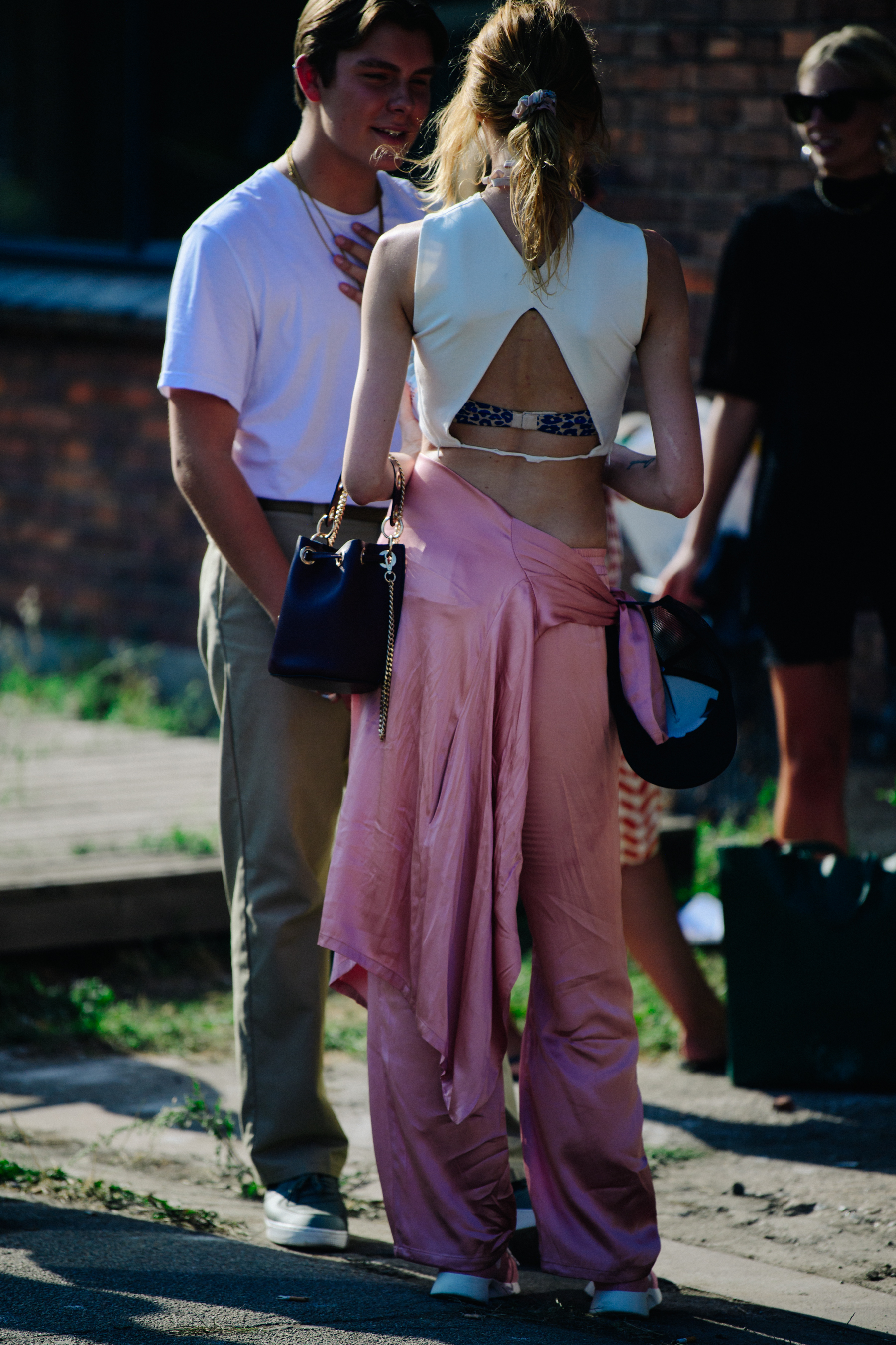 Woman wearing pink pants