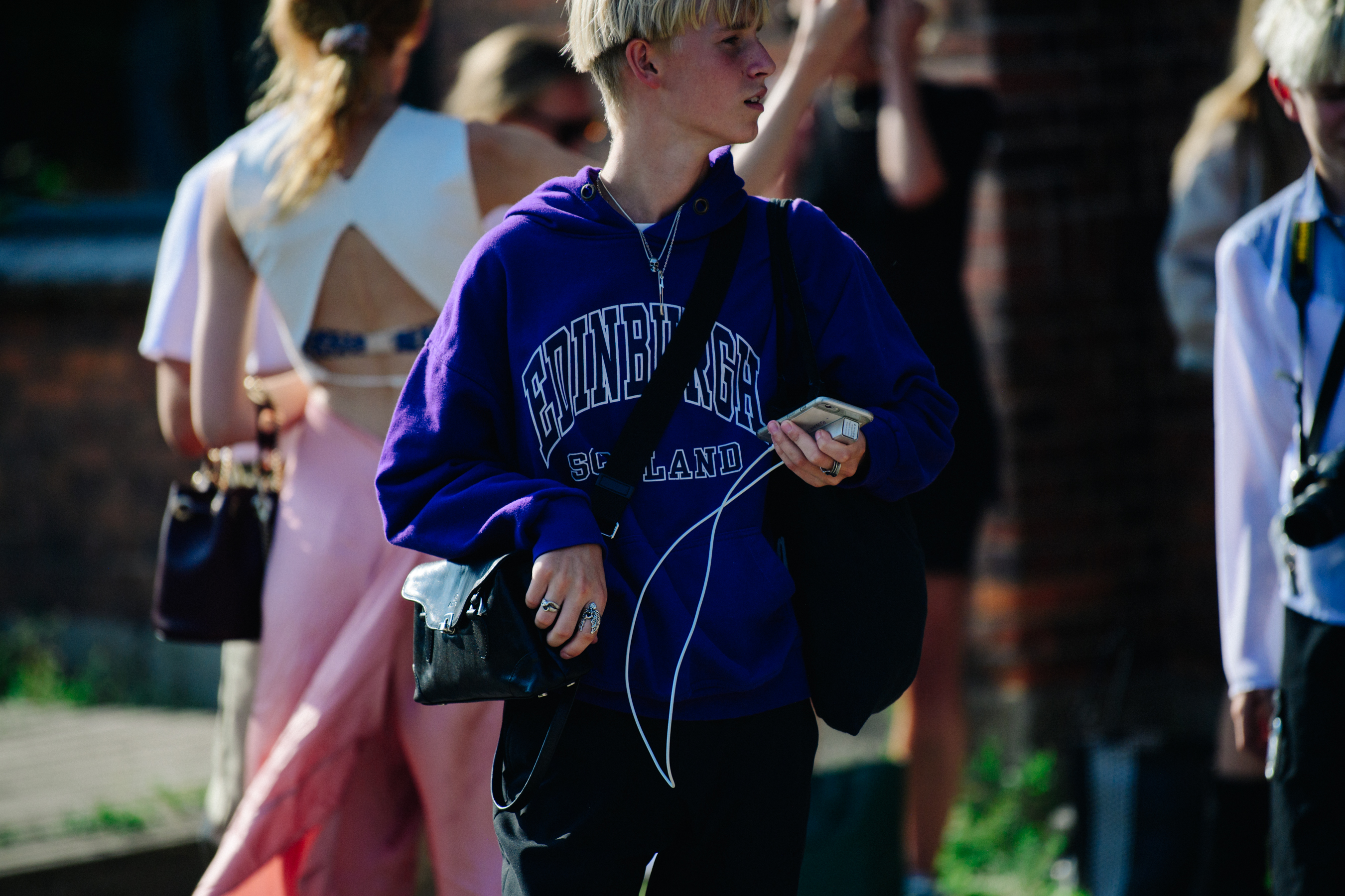 Man wearing university hoodie