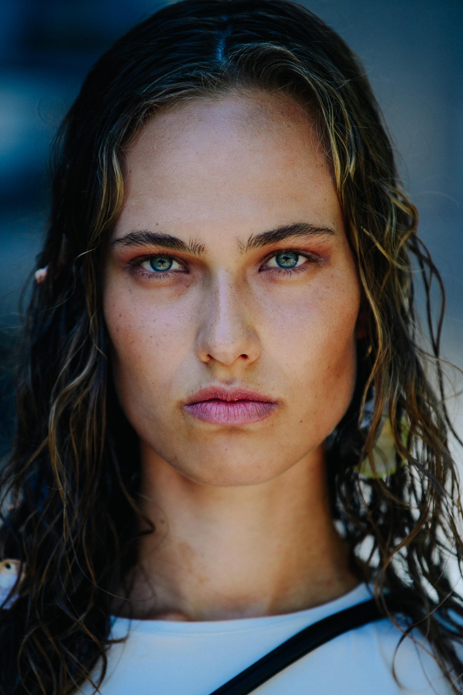 Portrait of model with blue eyes