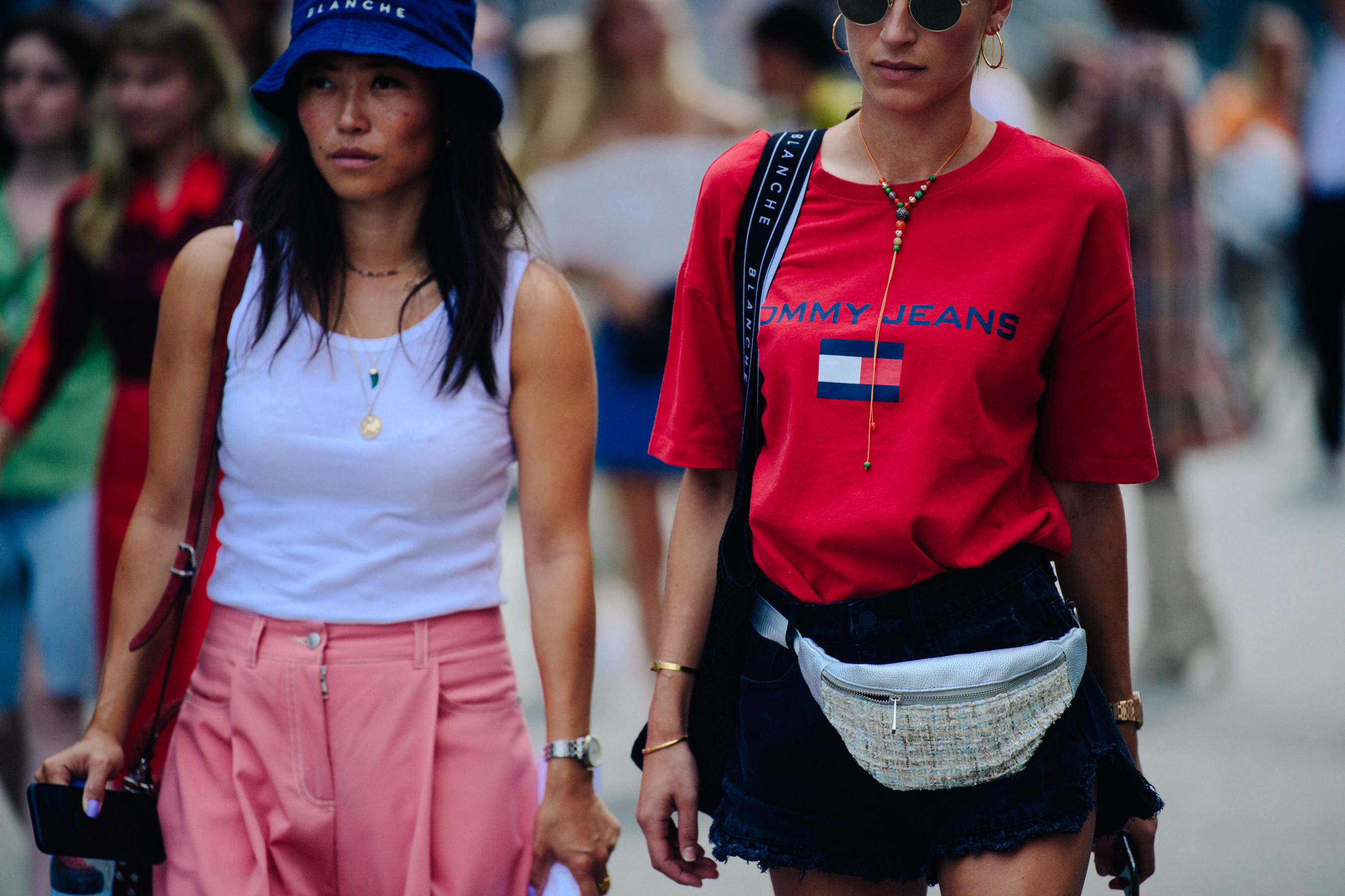 Two women wearing summer outfits