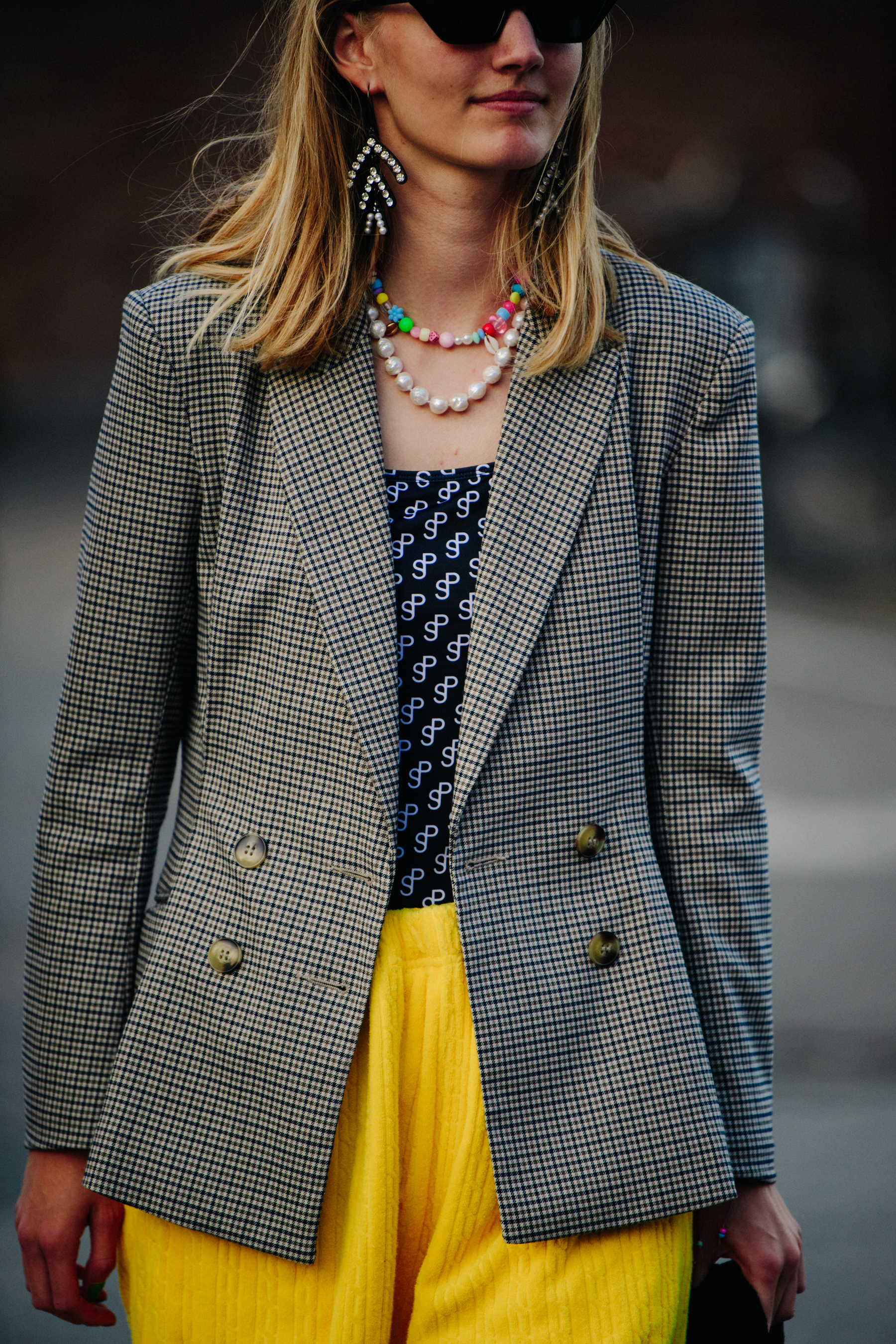 Woman wearing yellow pants
