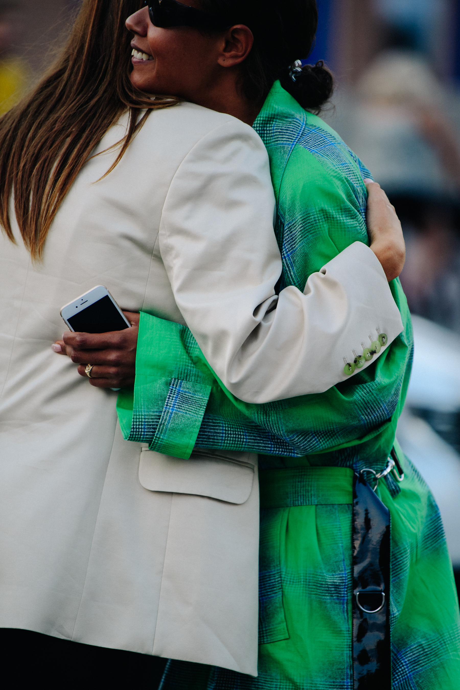 Two women hugging