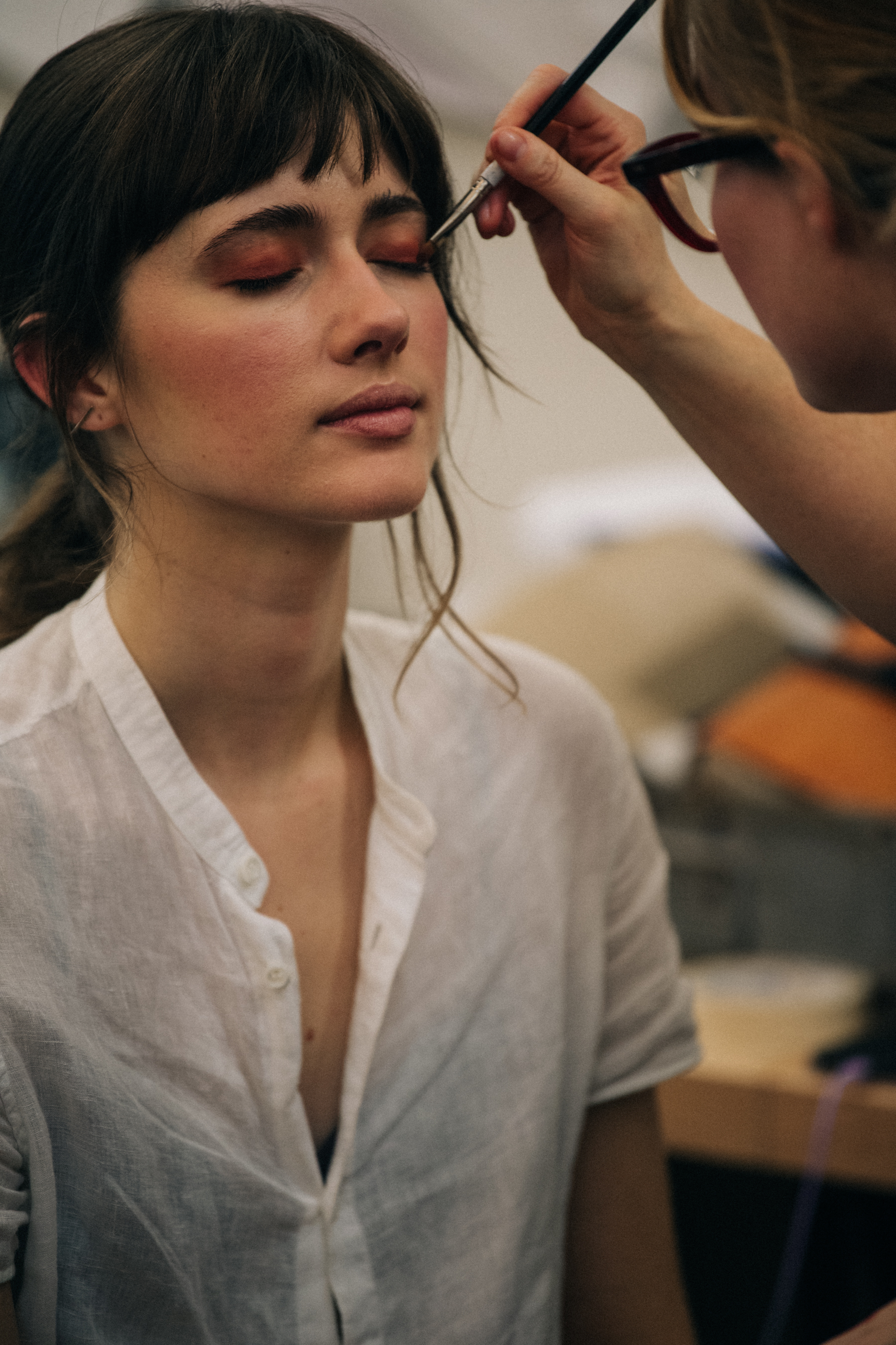 Models in prep backstage at Billy Reid