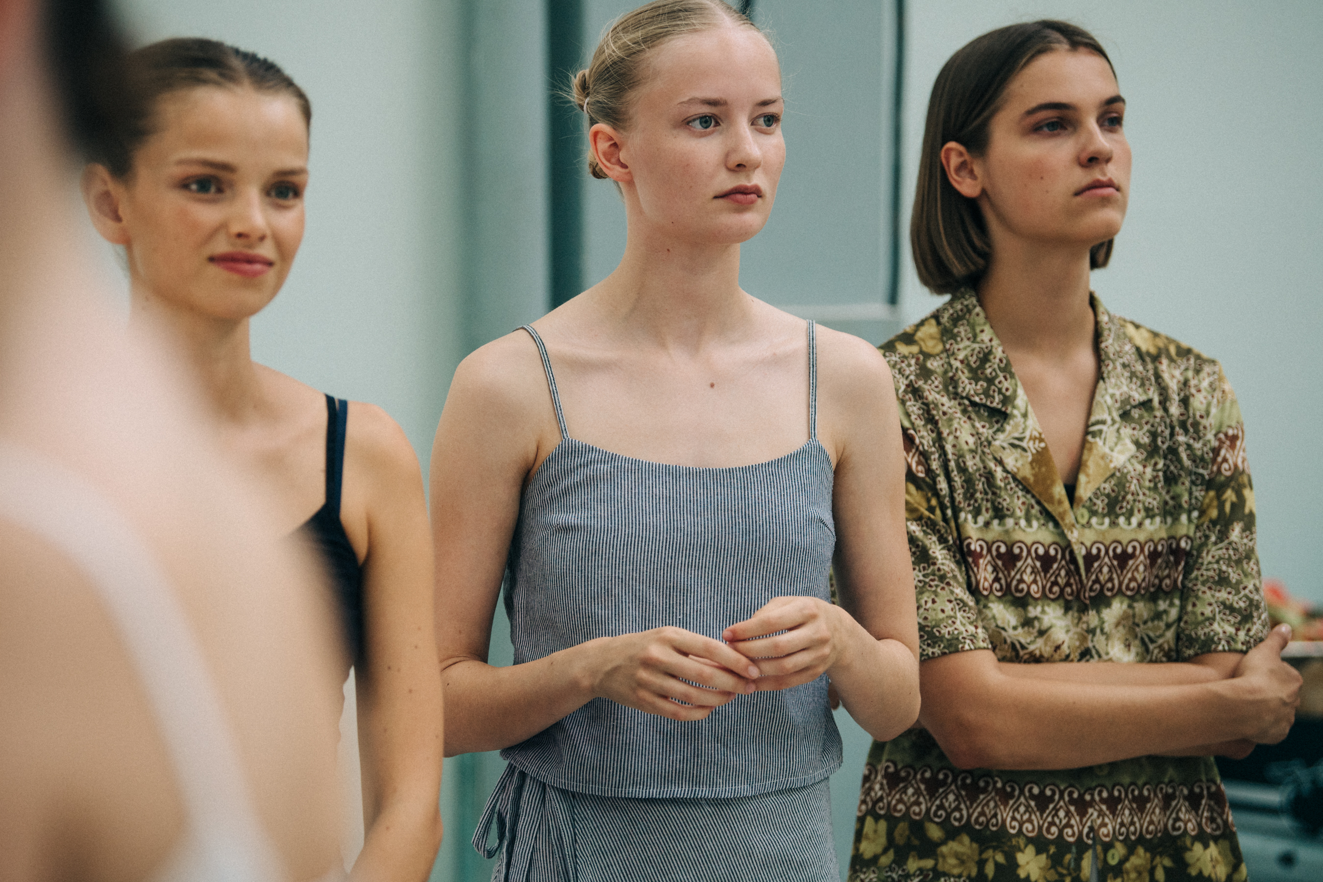 Models in rehearsal at Cecilie Bahnsen