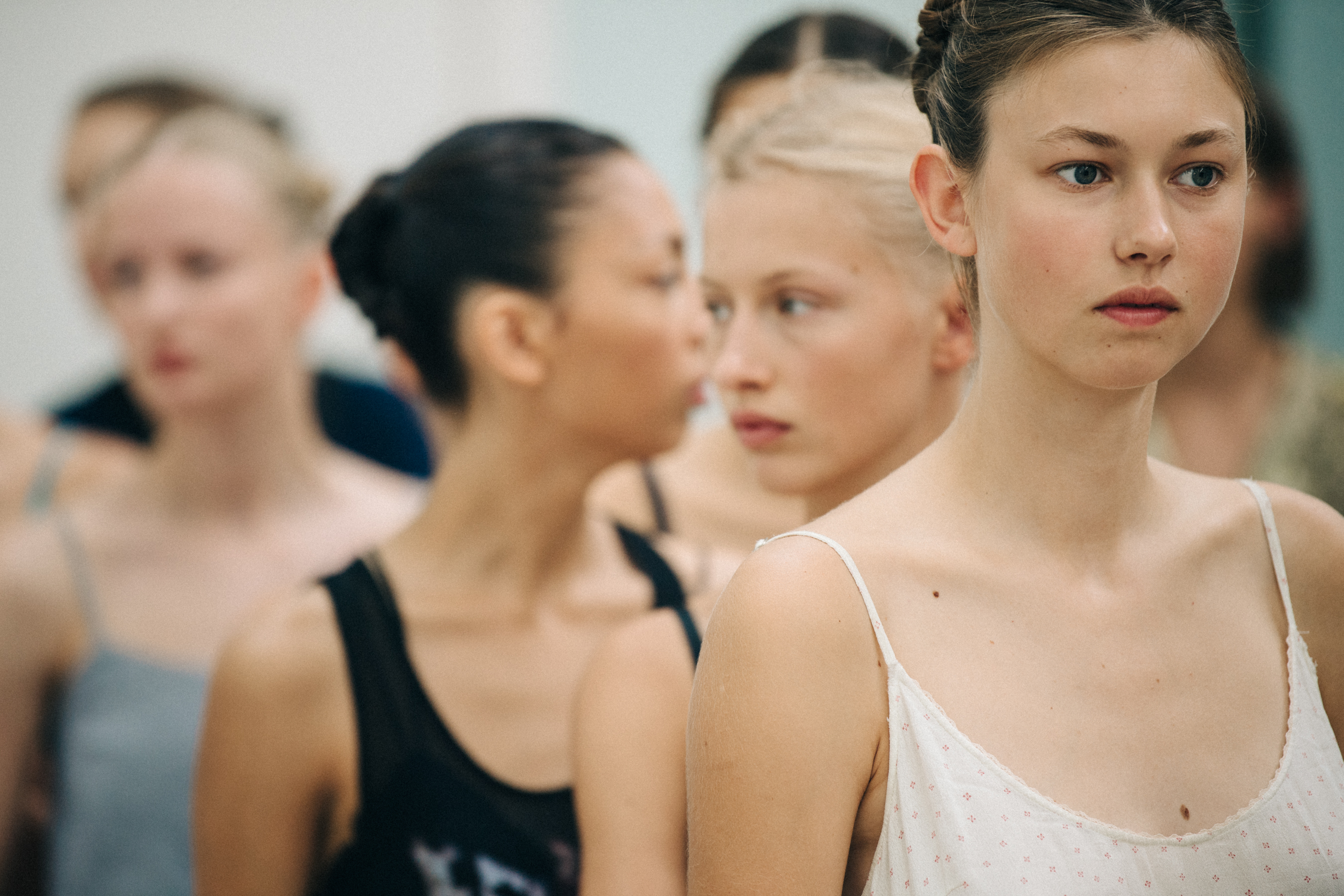 Models in rehearsal at Cecilie Bahnsen