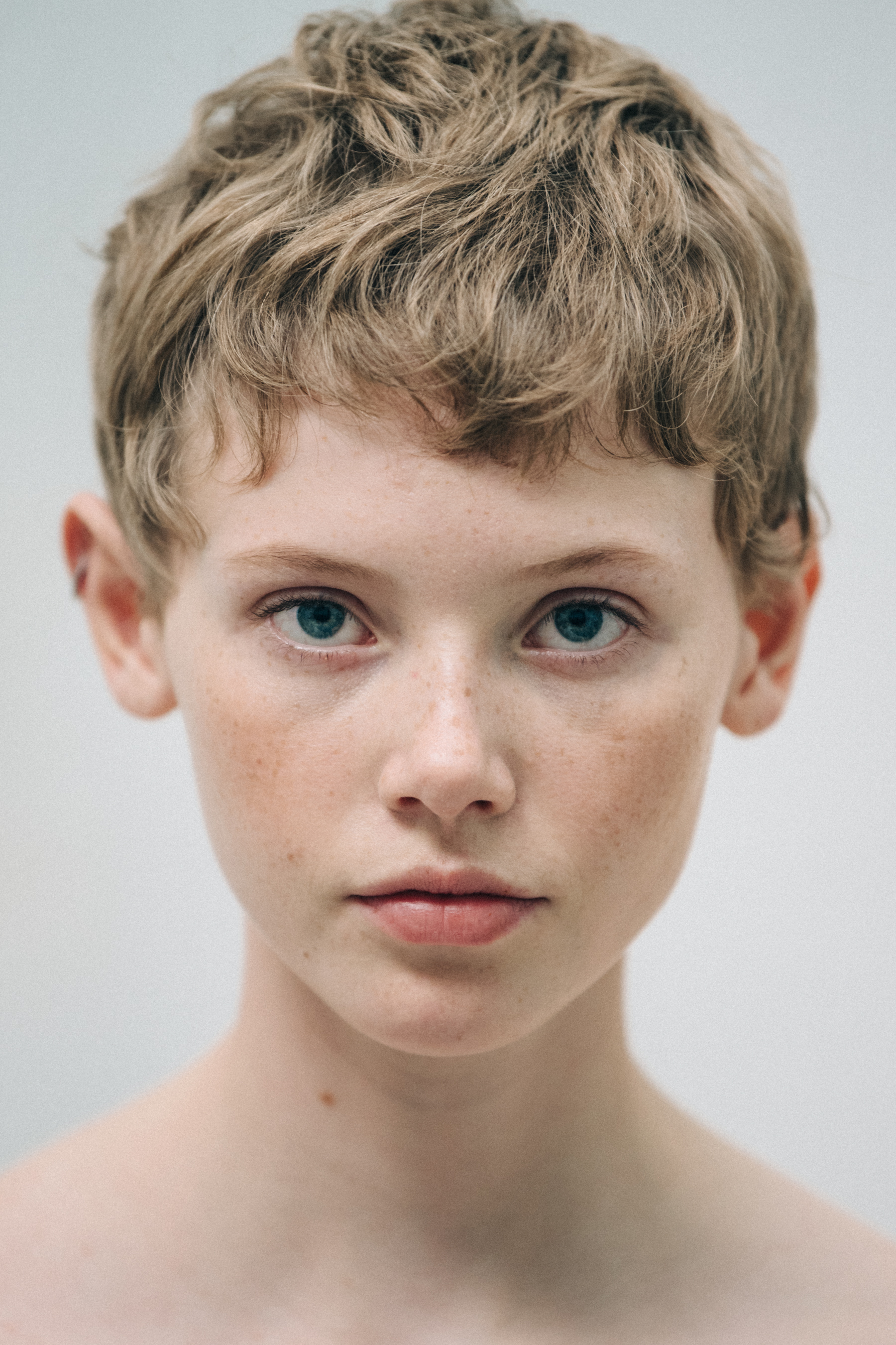 Portrait of model with short hair