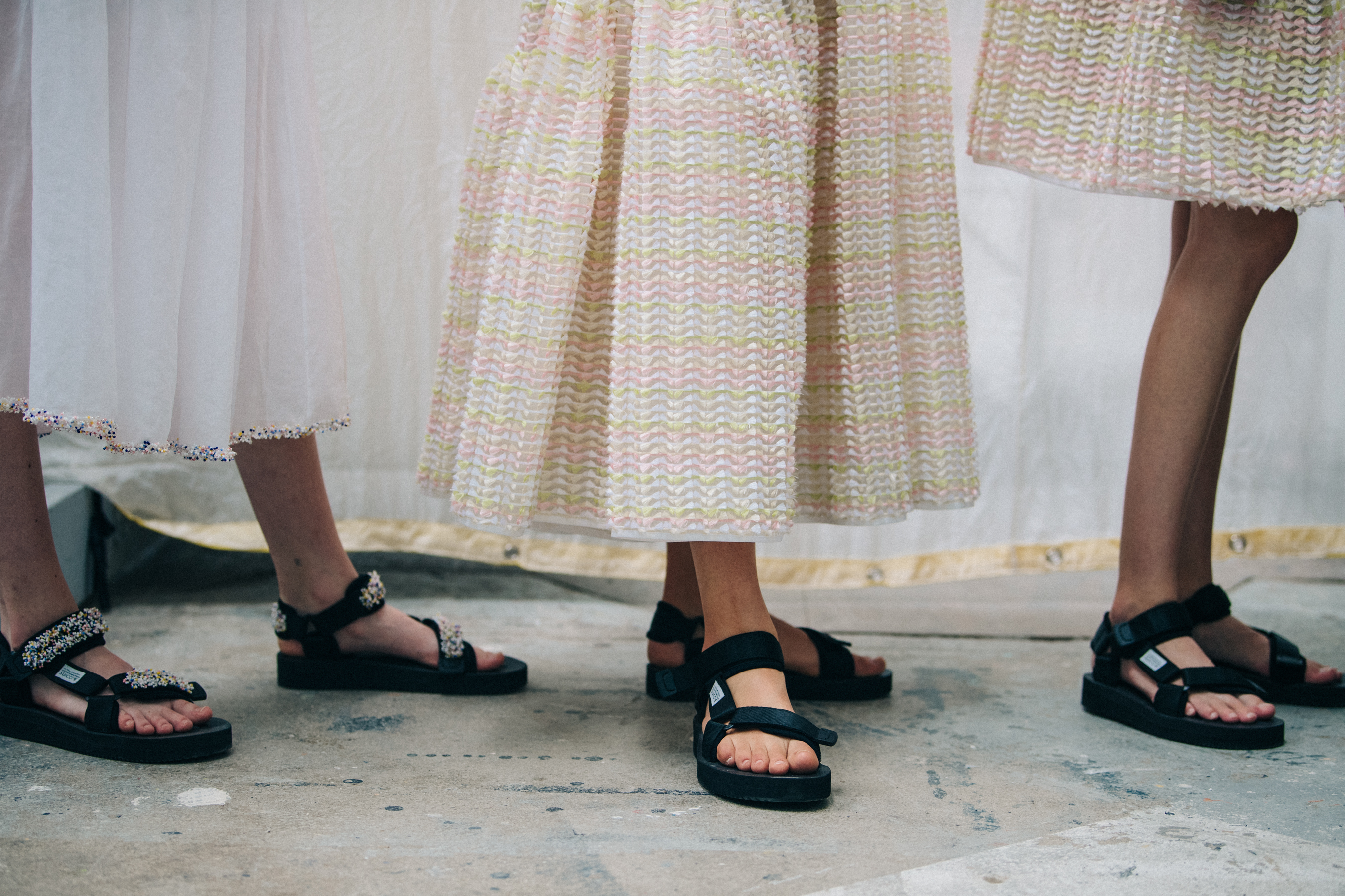 Suicoke sandal backstage at Cecilie Bahnsen