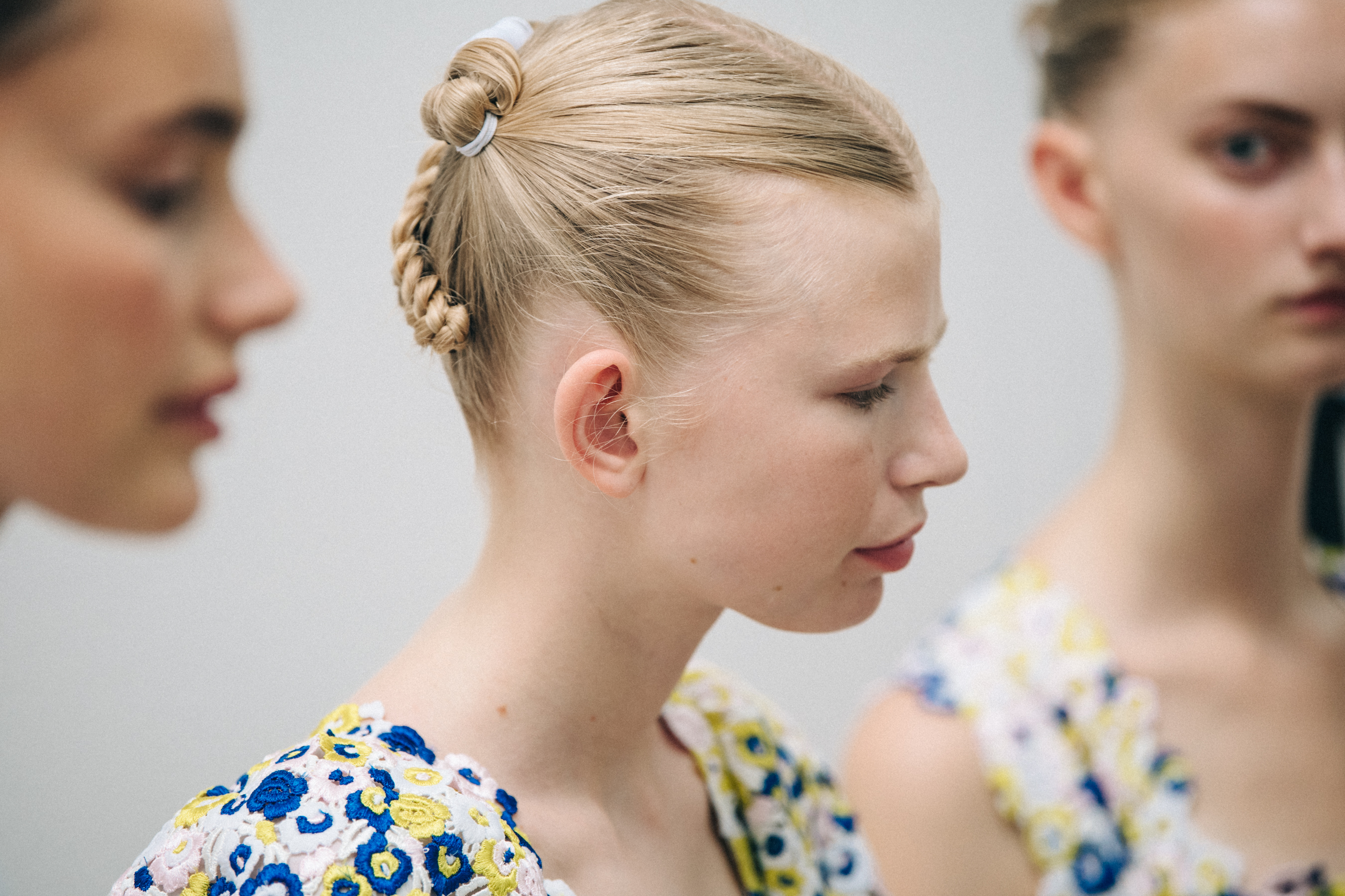 Model with braided hair at Cecilie Bahnsen