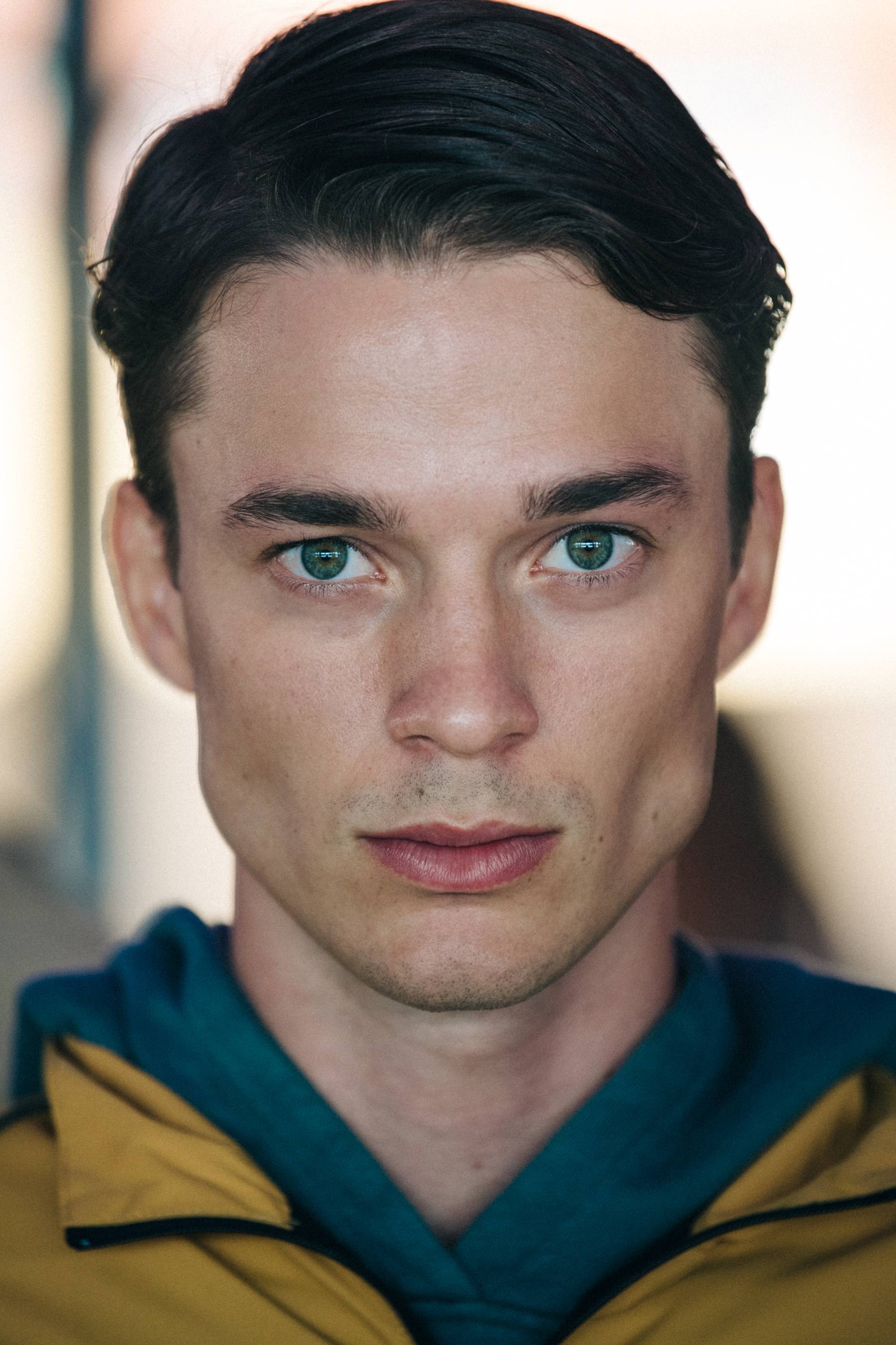 Portrait of model with parted hair