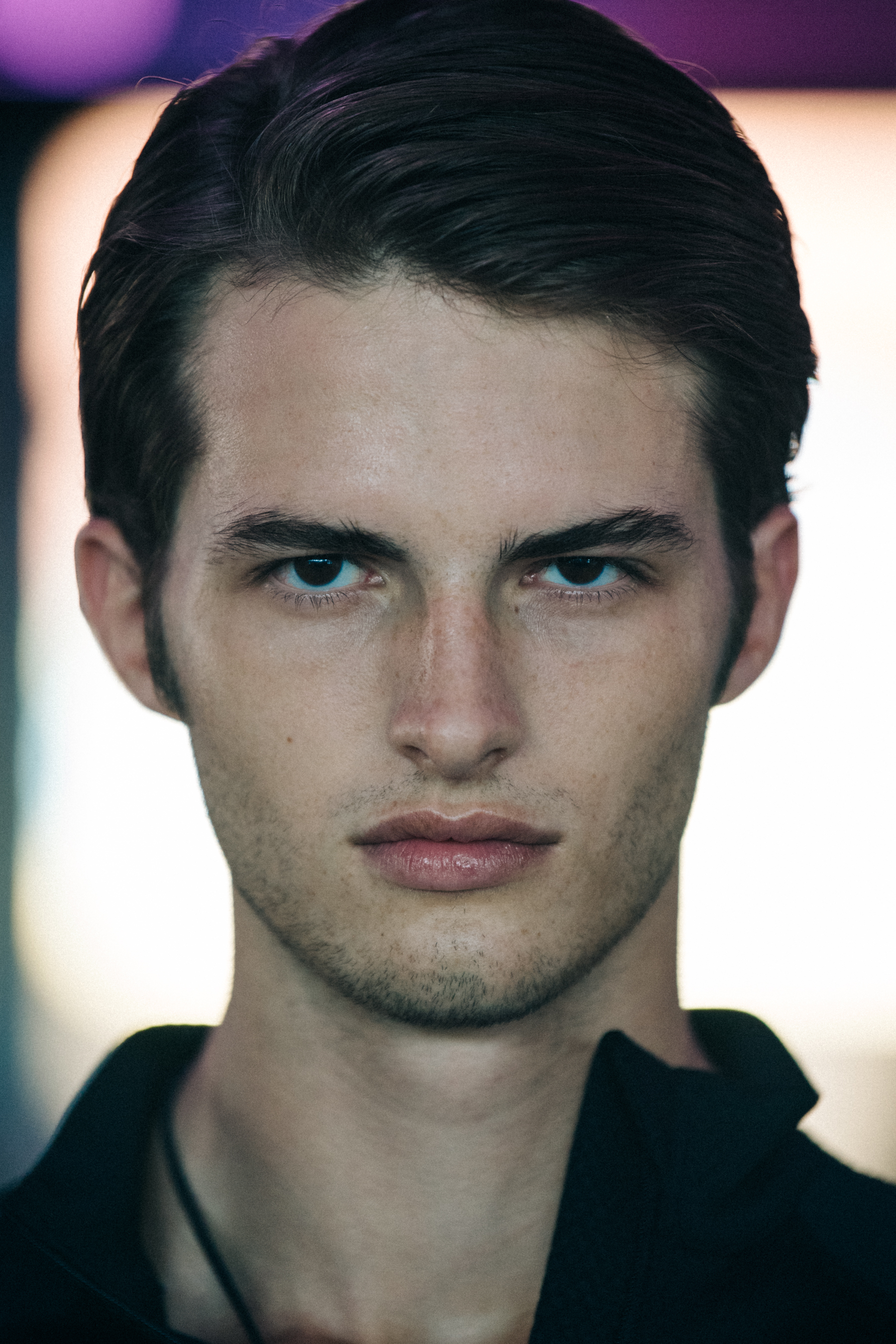 Portrait of model with parted hair