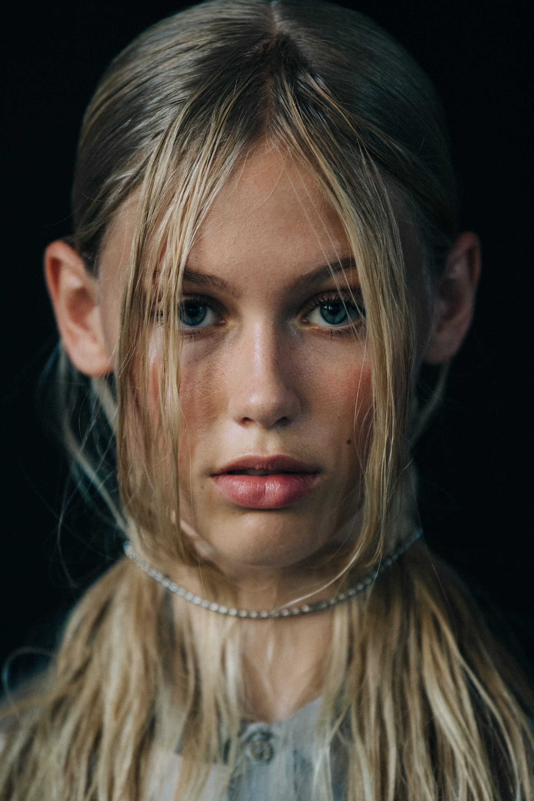 Portrait of model with wet styled hair