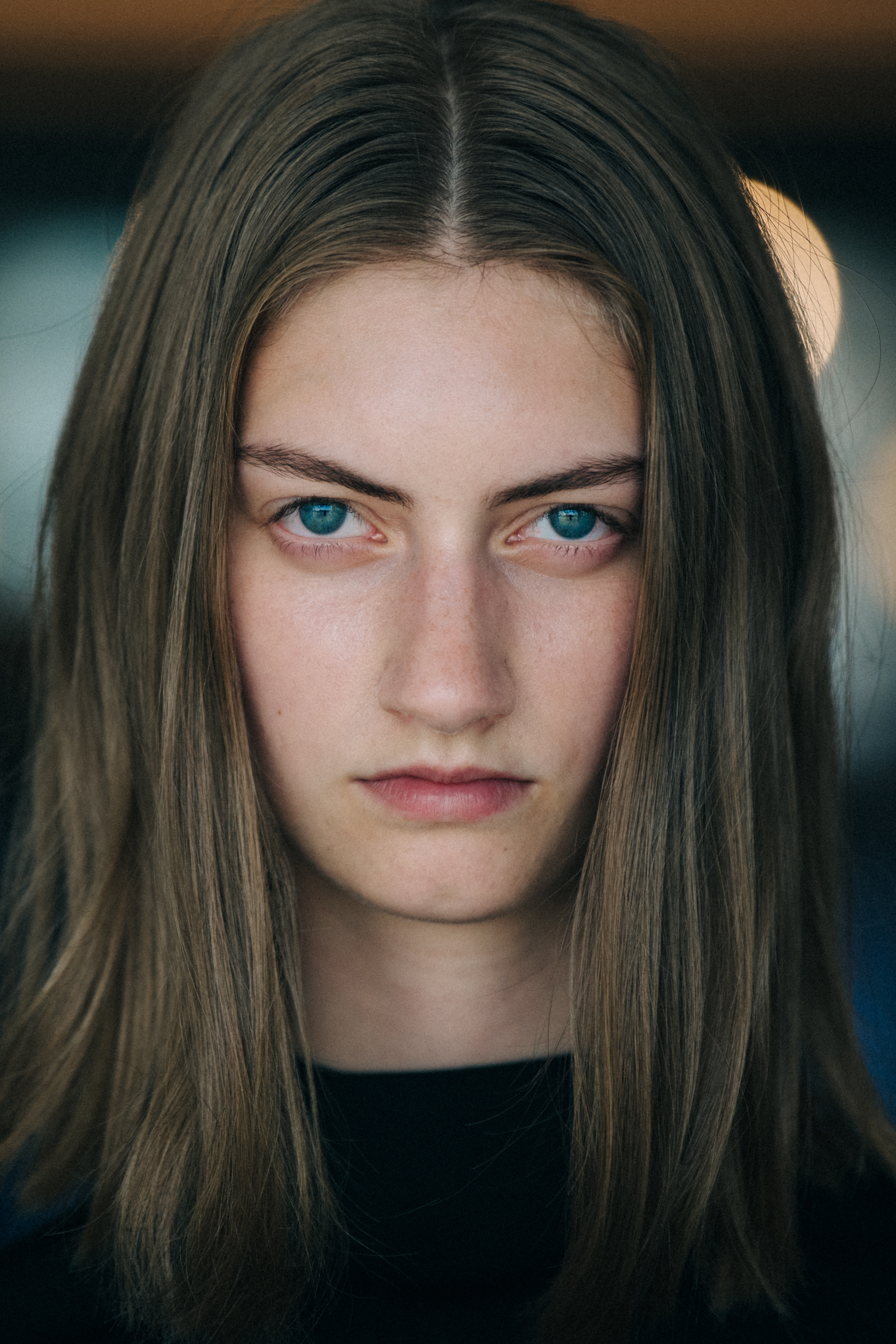 Portrait of model with blue eyes