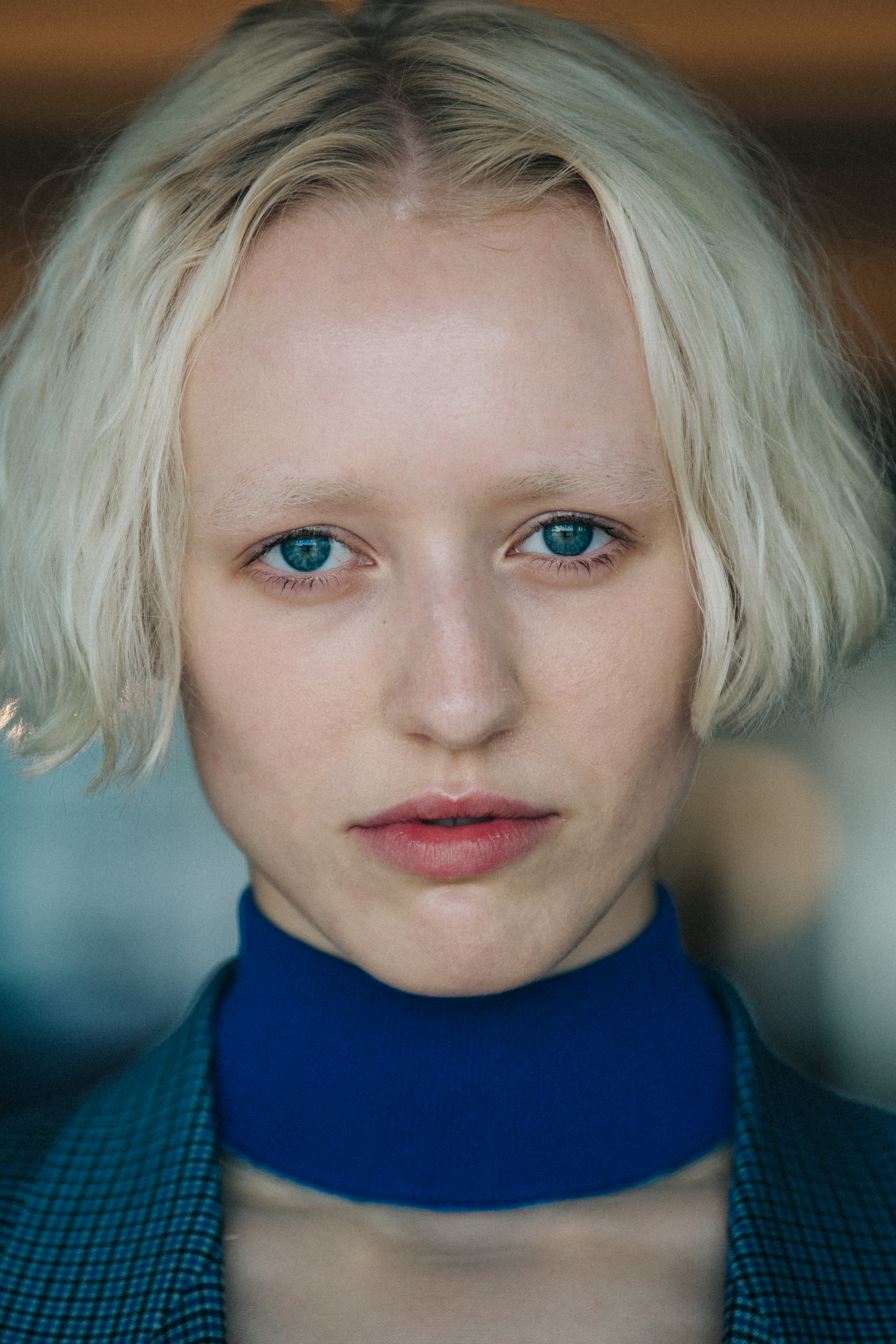 Portrait of model with blue eyes