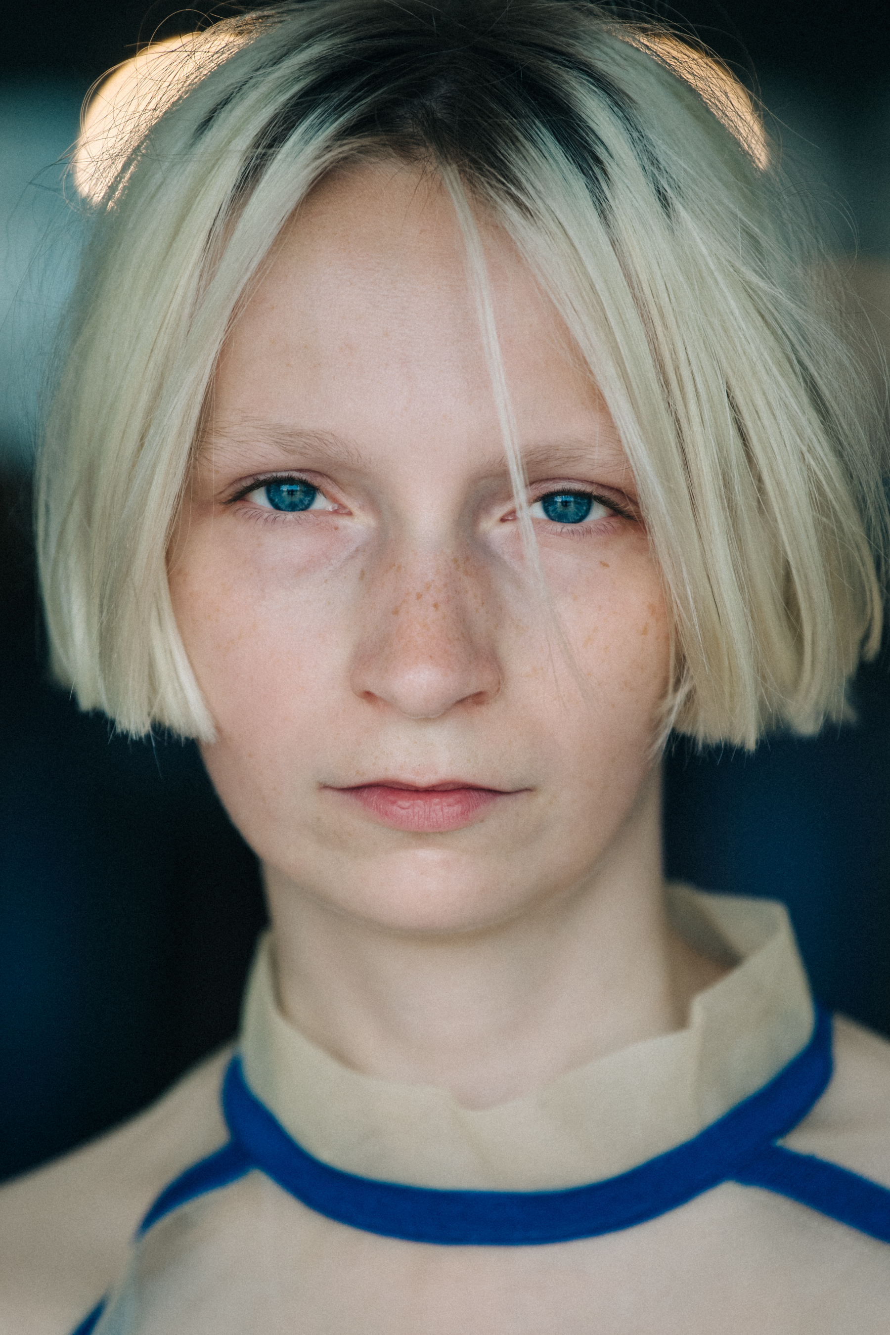 Portrait of model with blue eyes