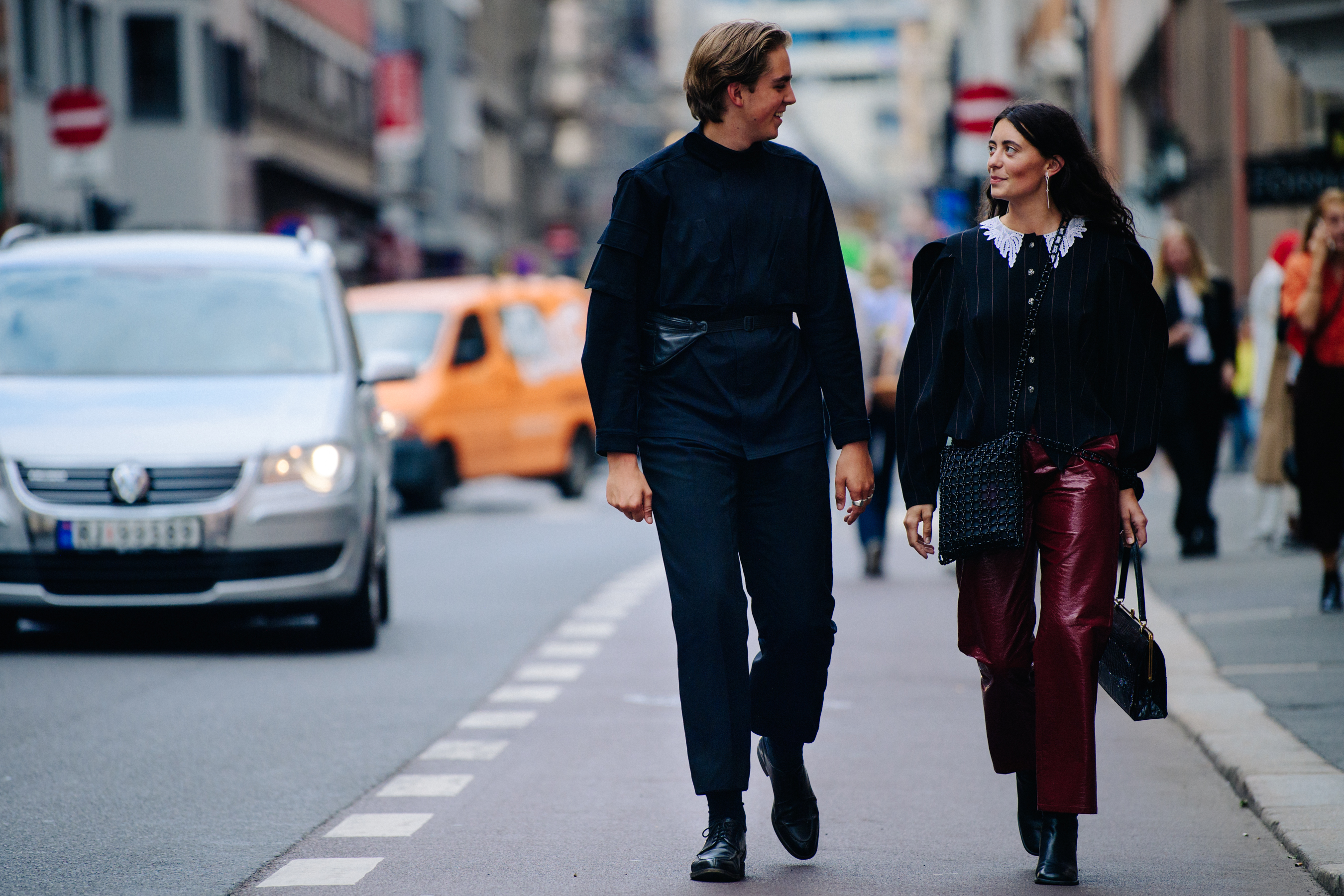 Couple wearing black outfits