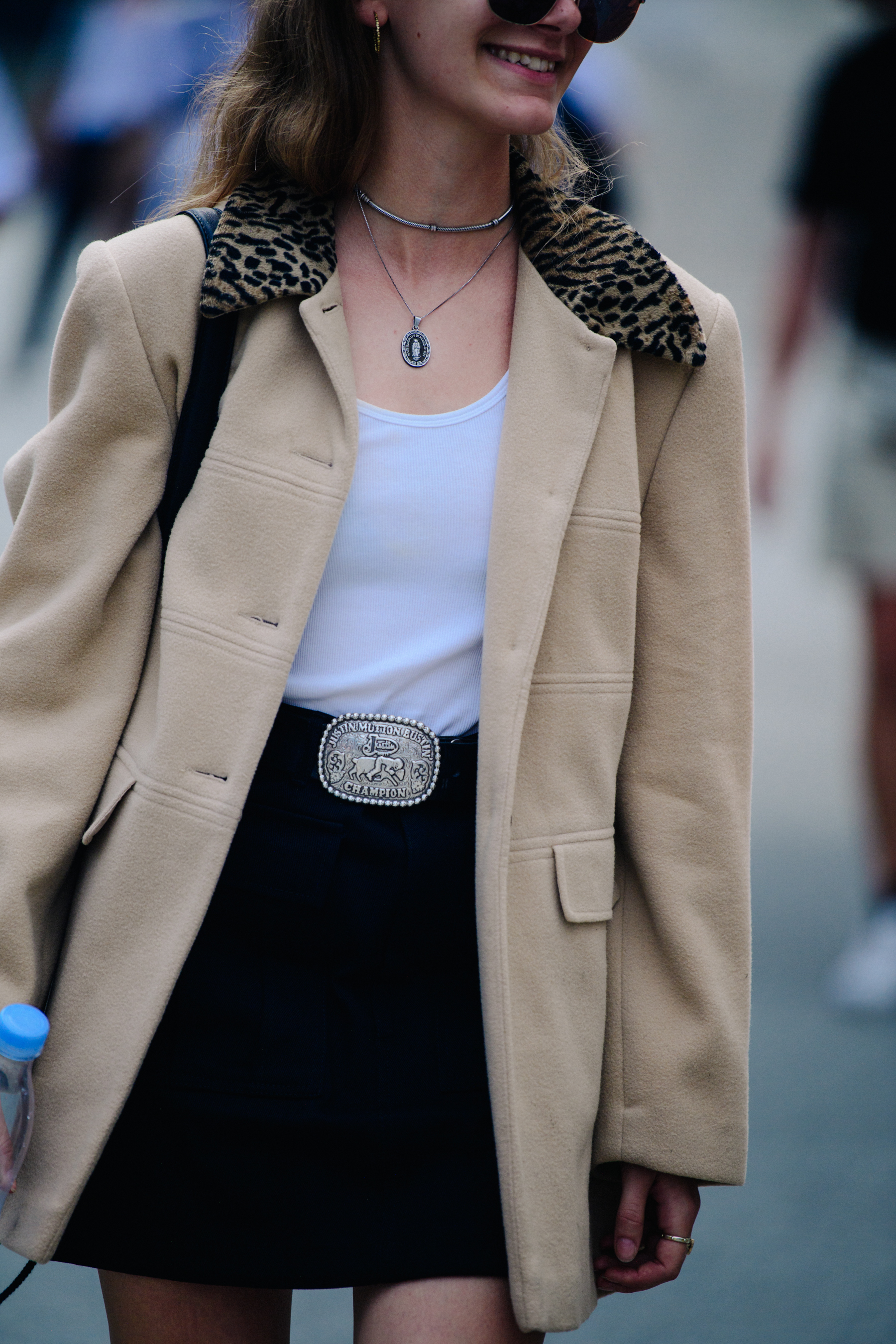 Woman wearing wool coat