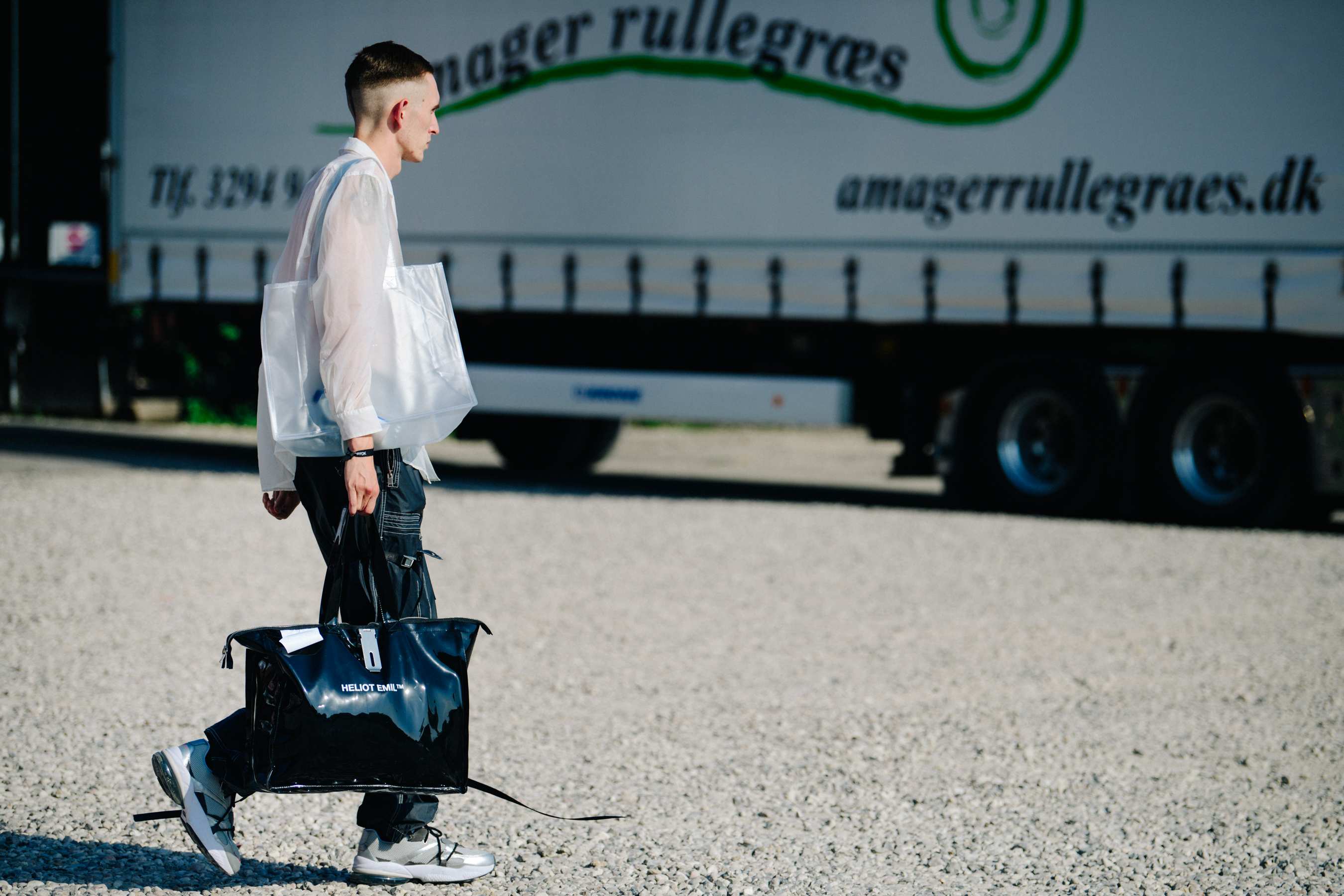 Danish man wearing plastic jacket