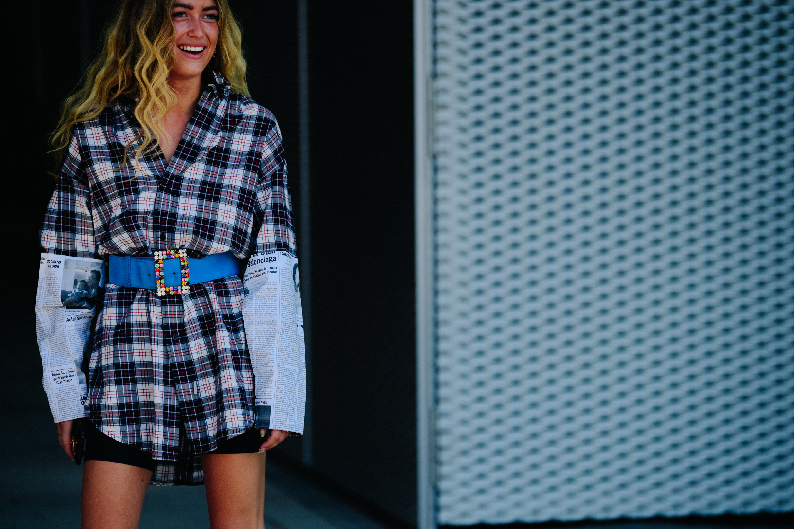 Danish blogger wearing check shirt