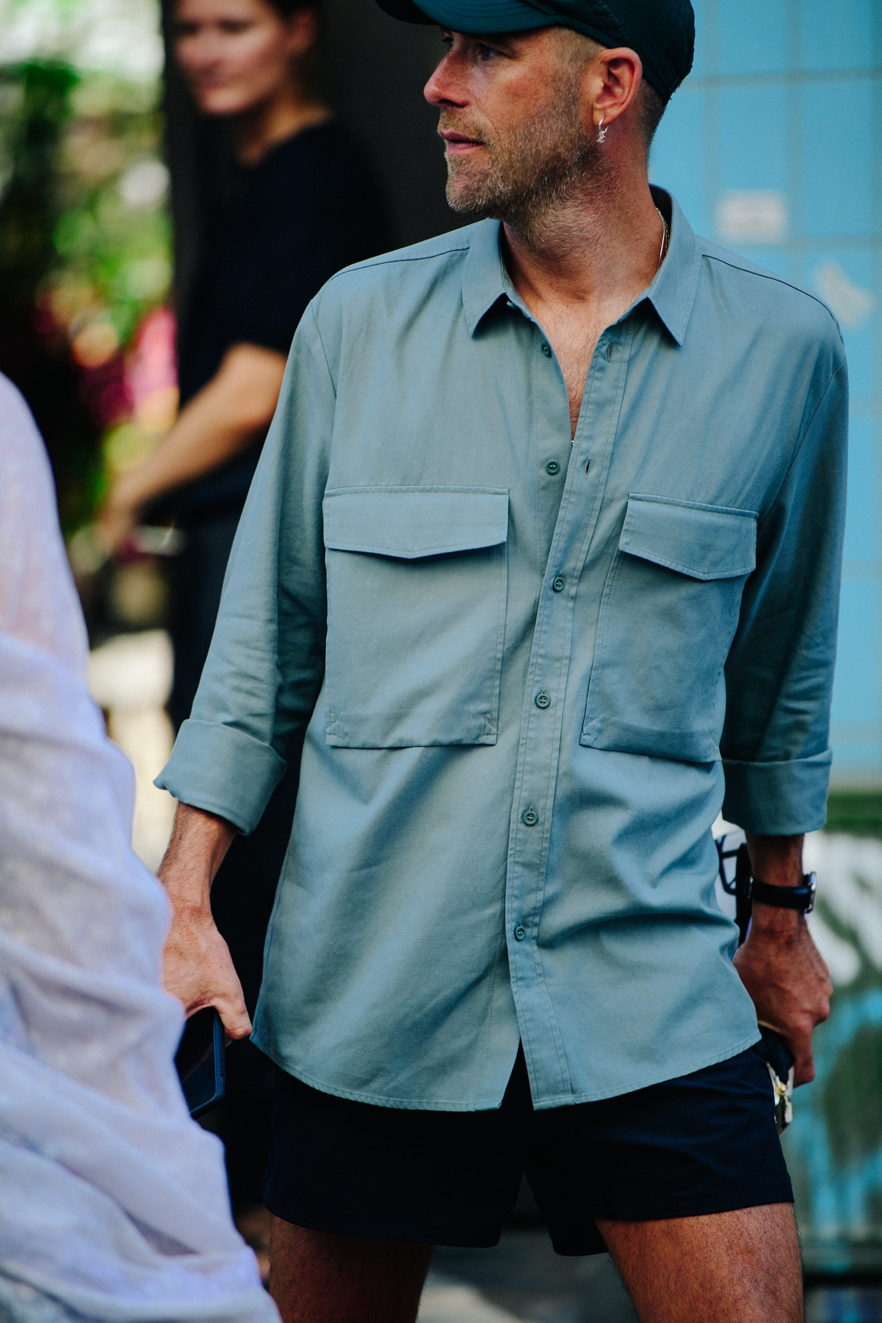 Man wearing blue shirt
