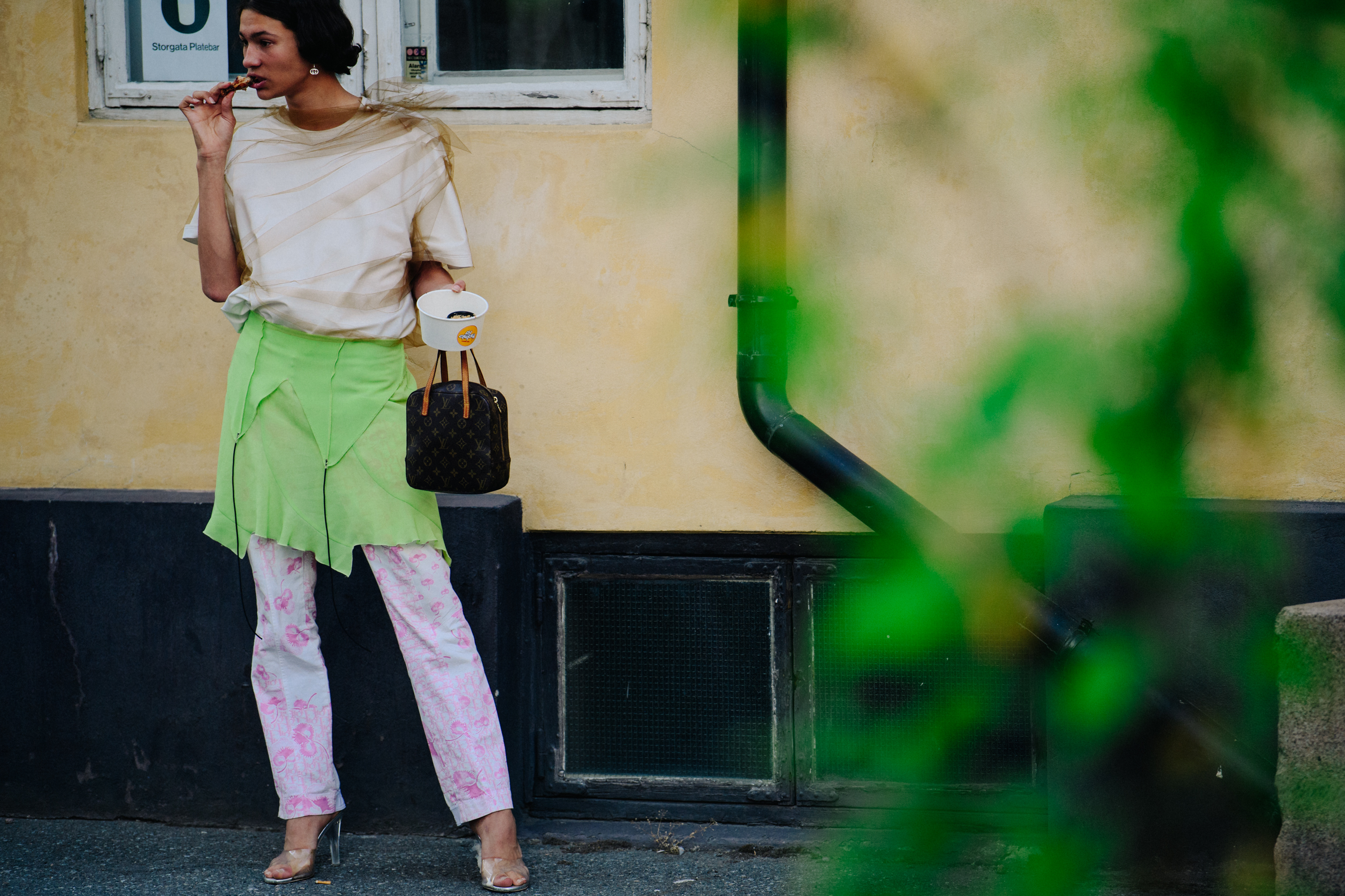 Man wearing pink trousers