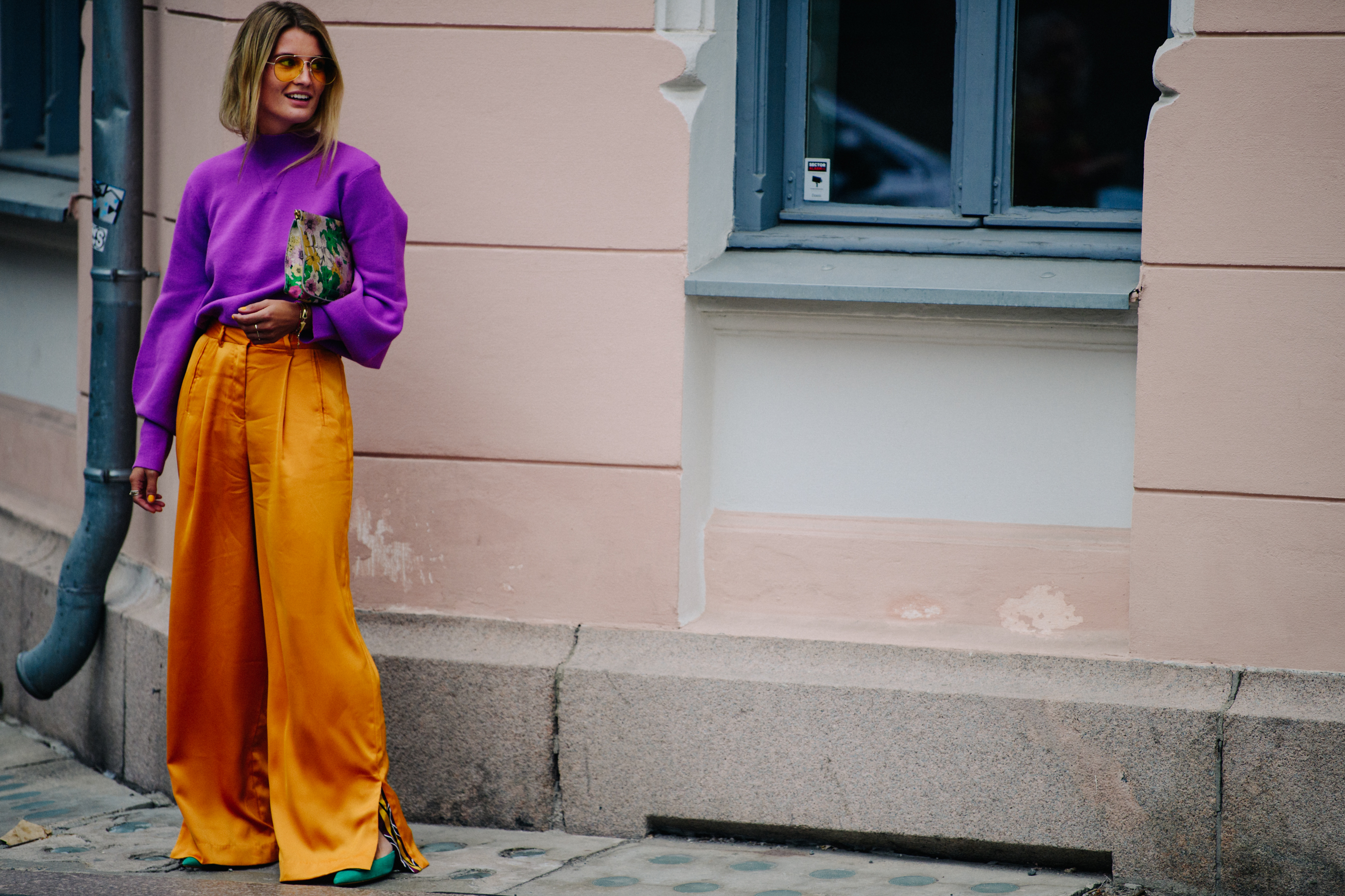 Danish woman wearing purple top