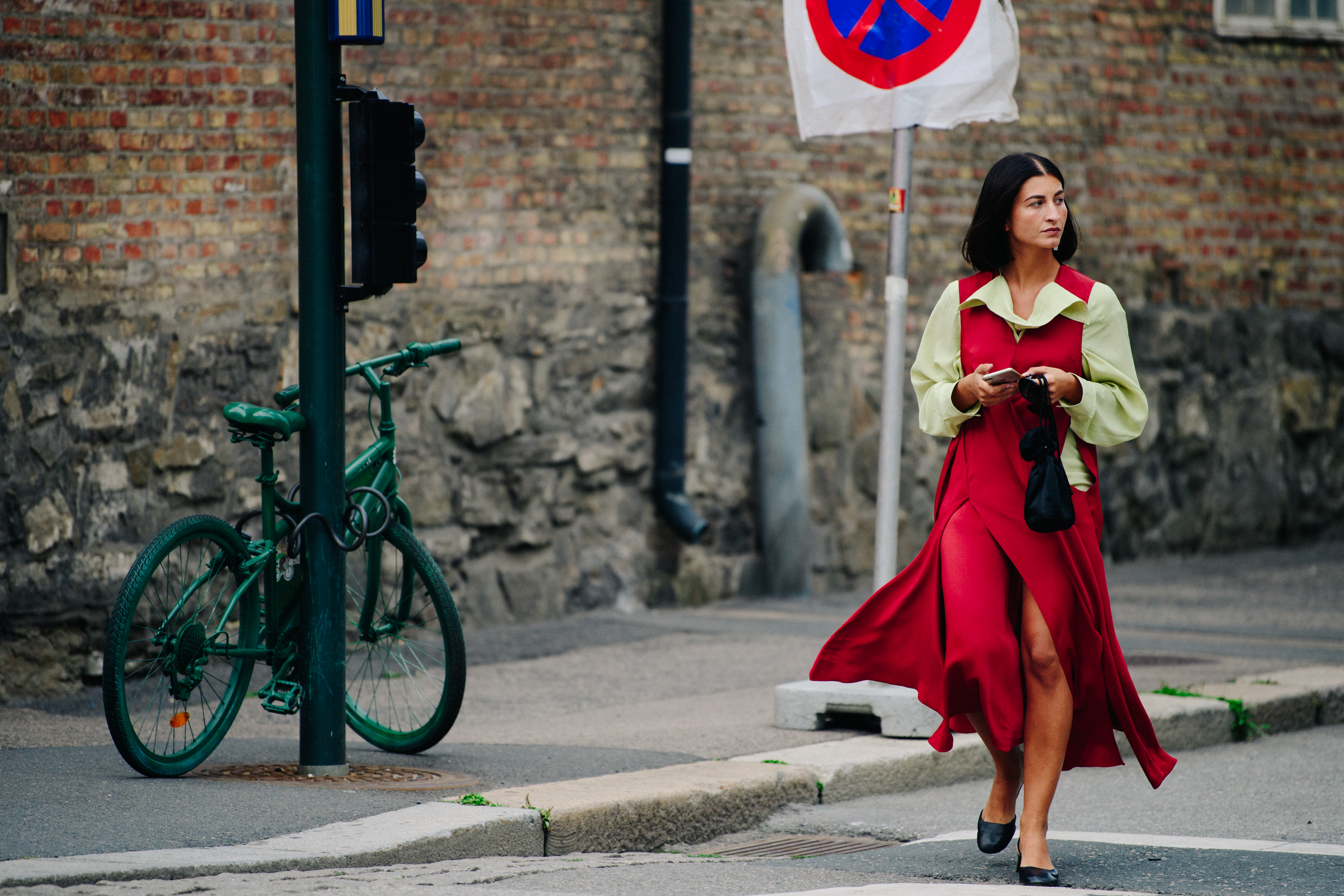 Woman wearing red dress
