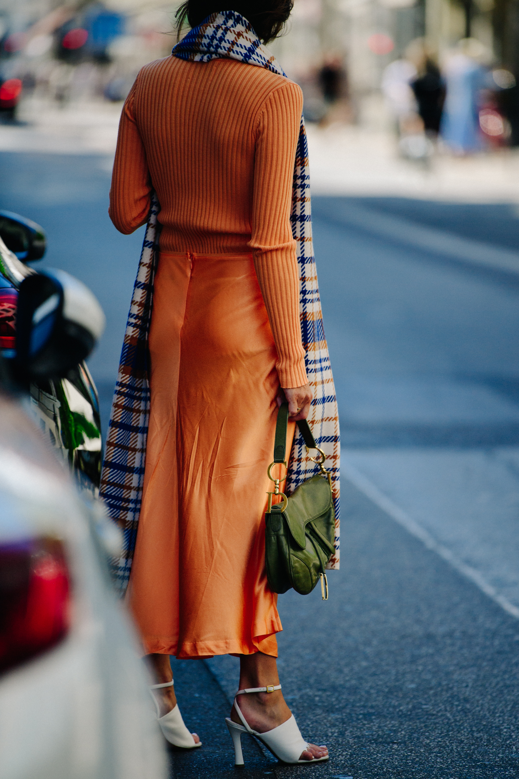 Woman wearing orange outfit