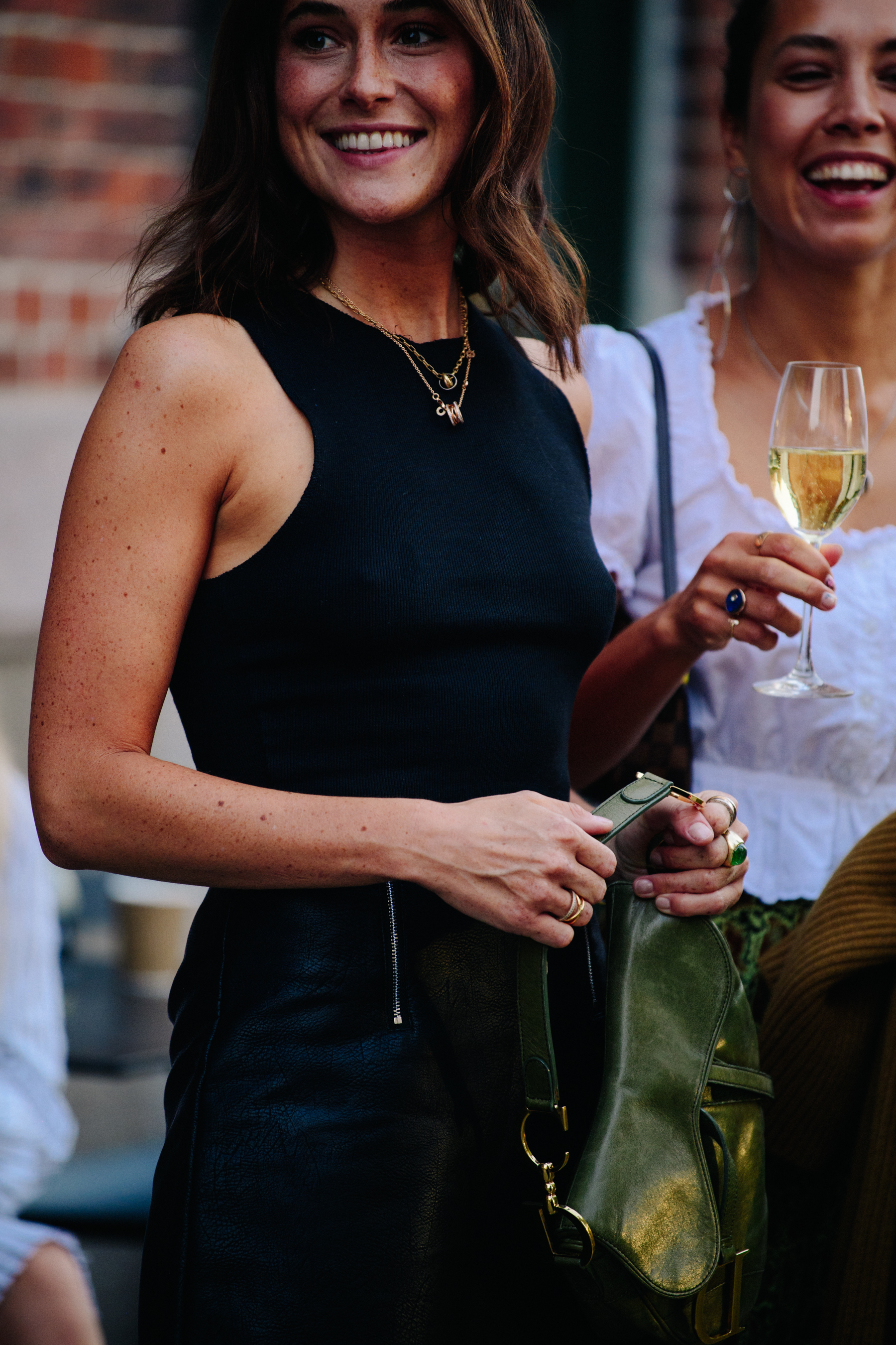 Woman wearing black top
