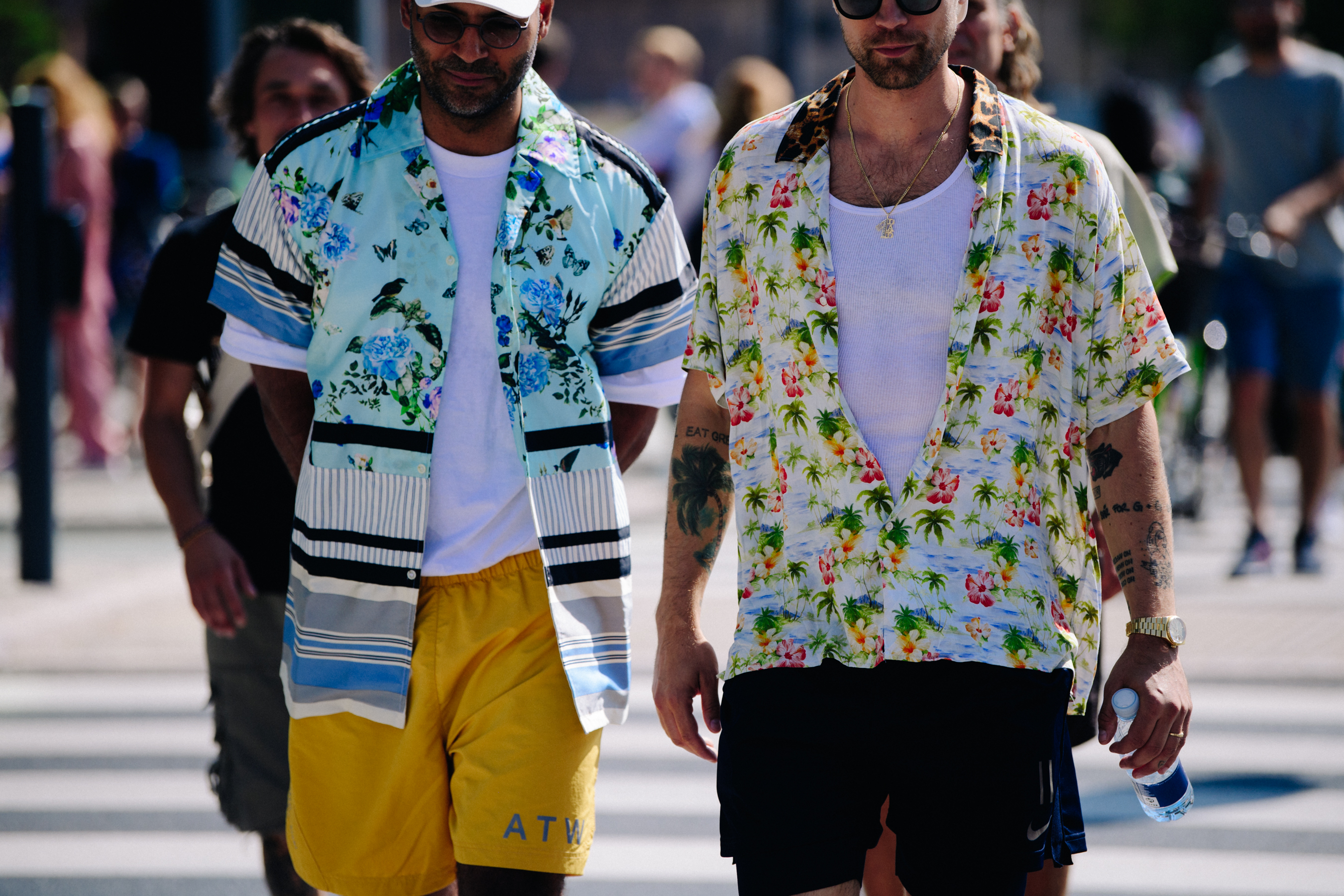 Two men wearing summer shirts