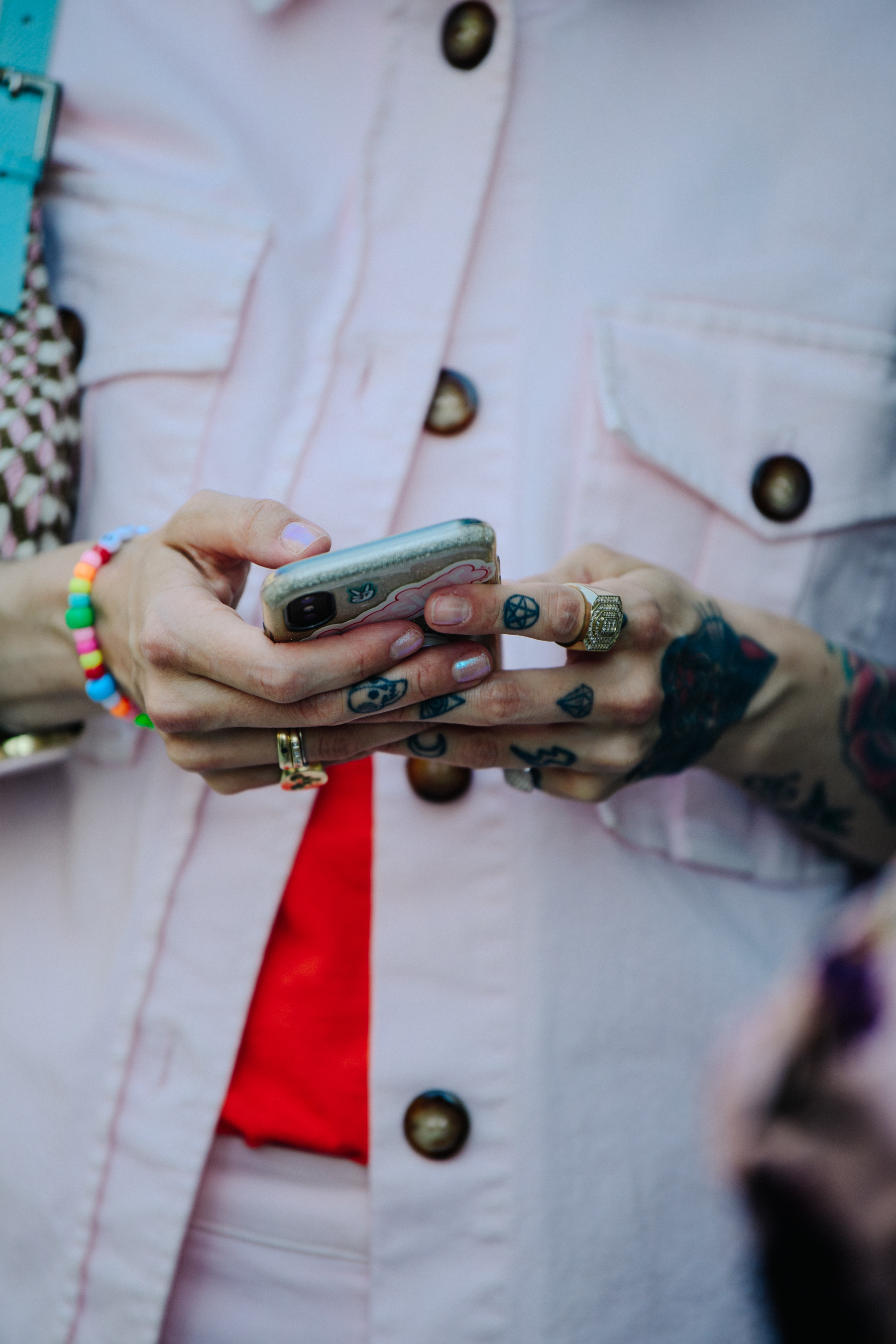 Woman with hand tattoos