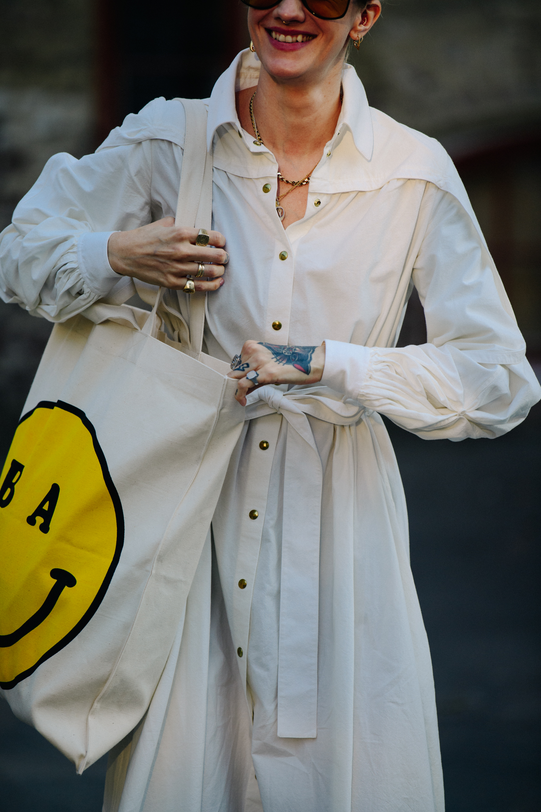 Woman wearing white dress