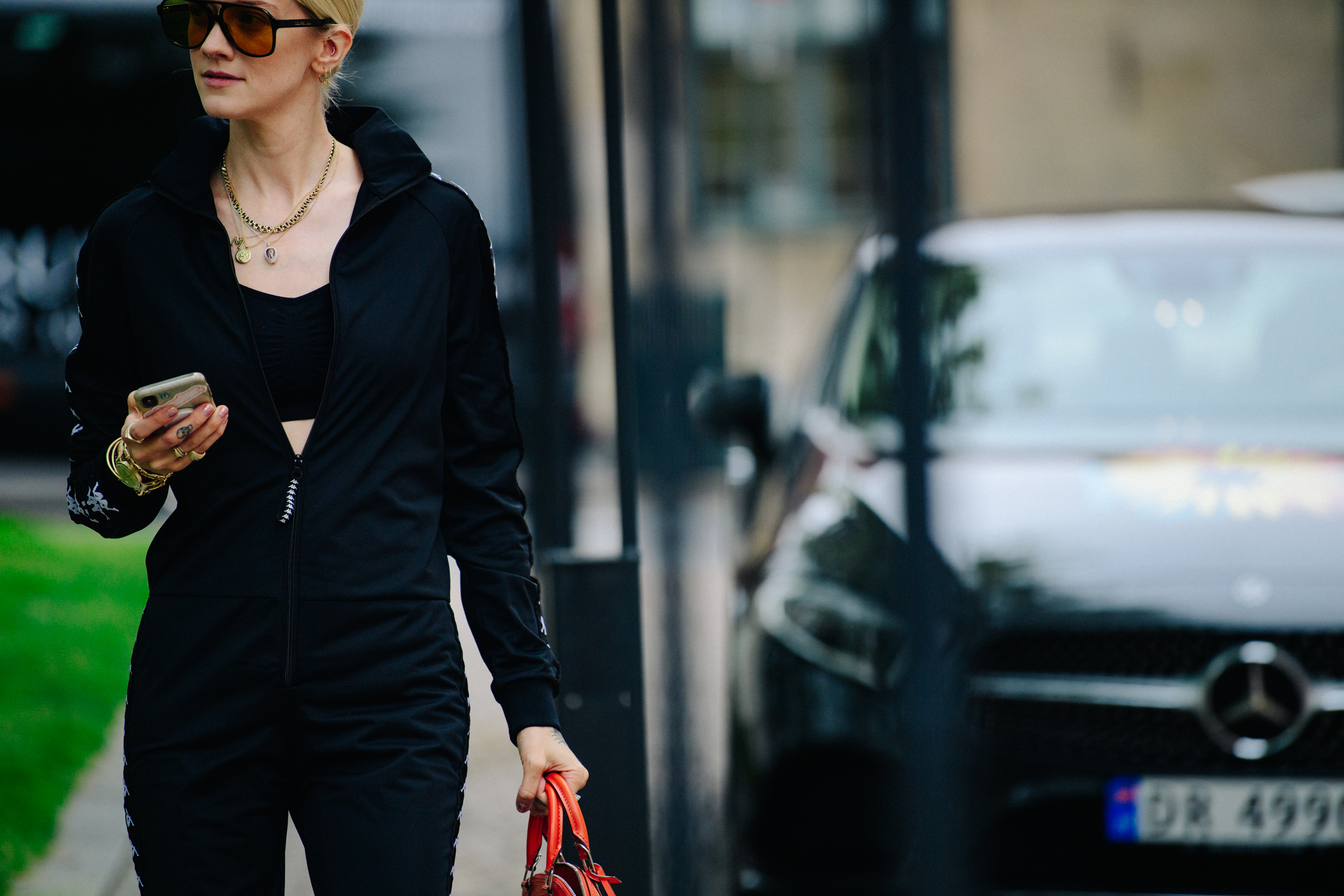 Woman wearing black outfit