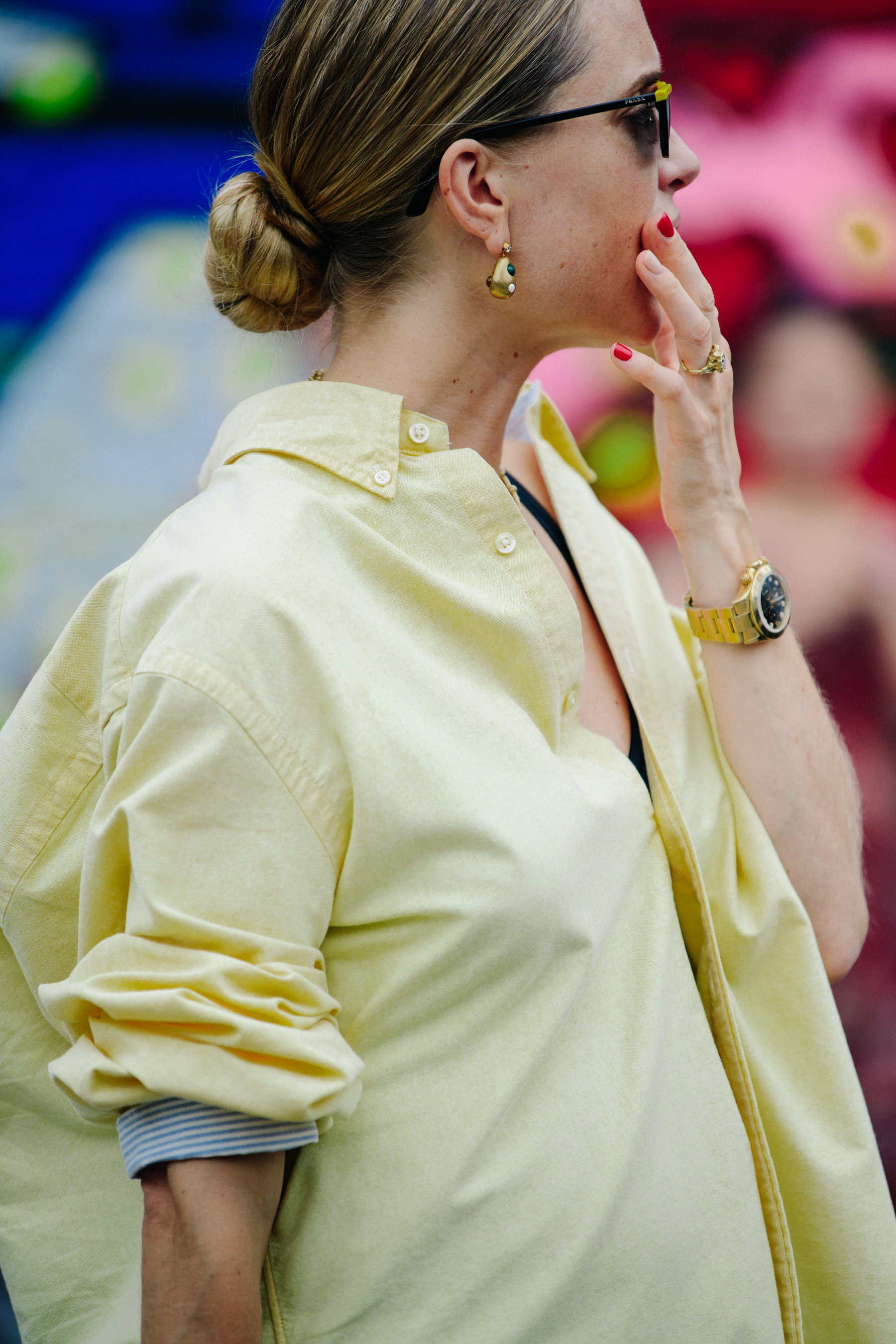 Woman wearing yellow shirt
