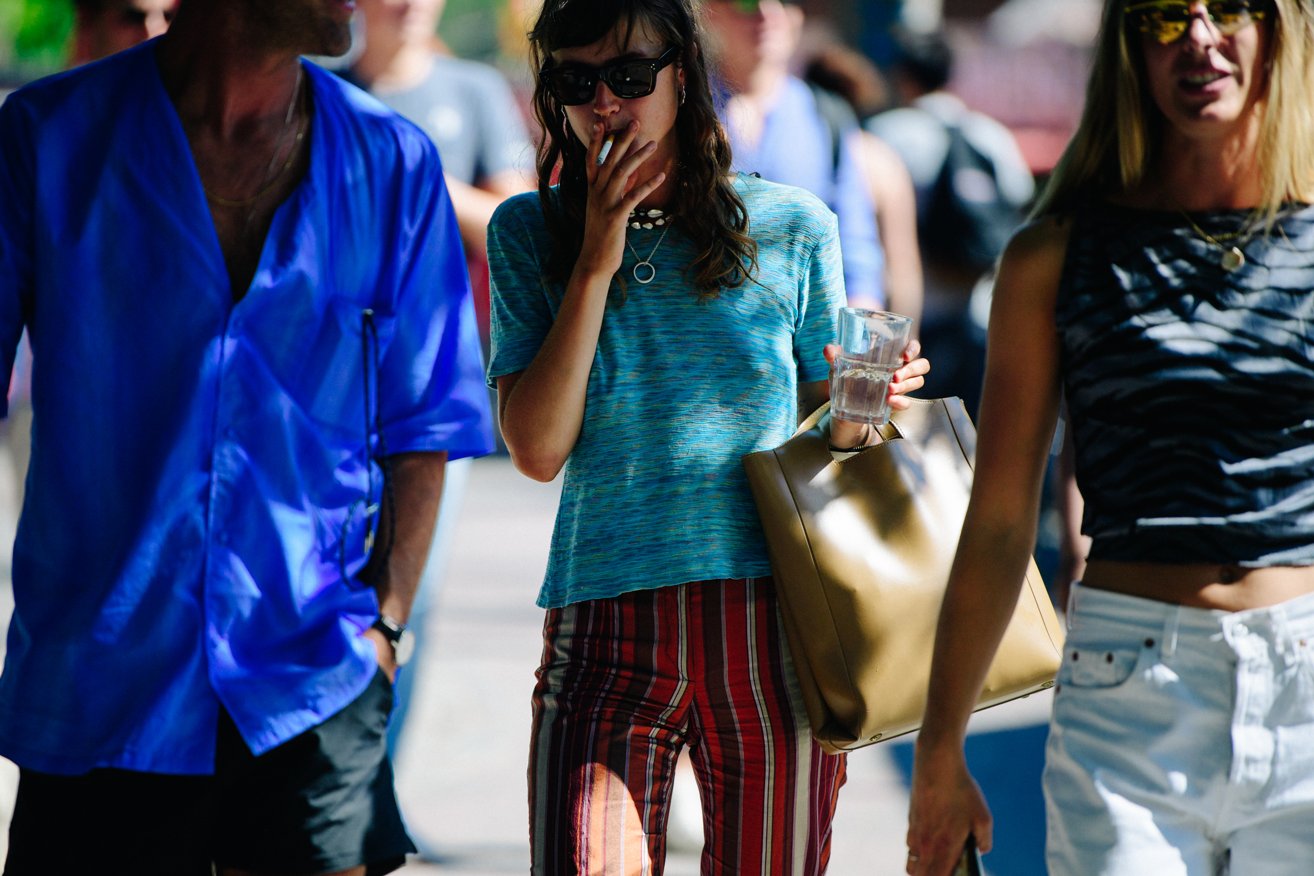 Woman wearing blue shirt