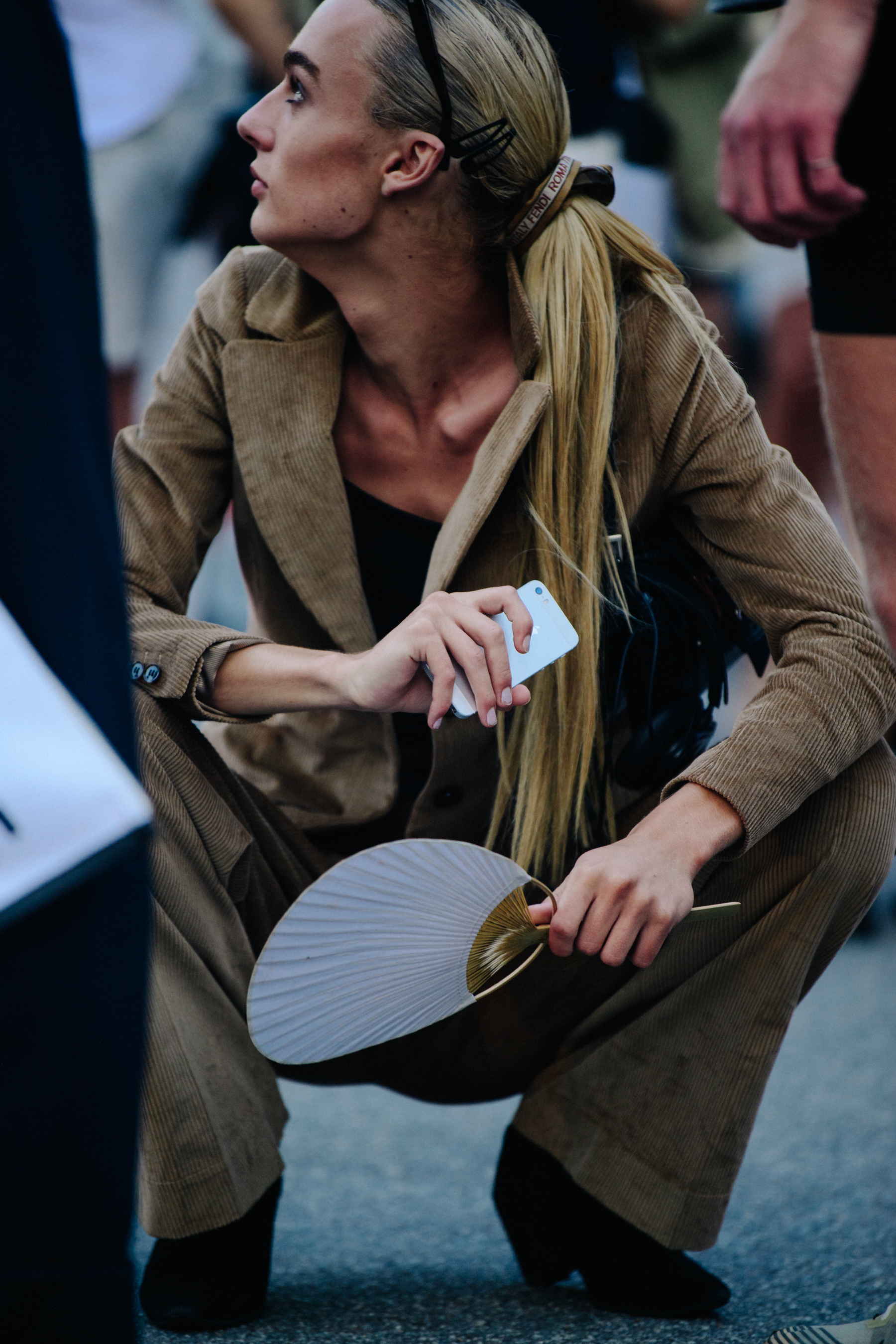 Man wearing brown corduroy outfit