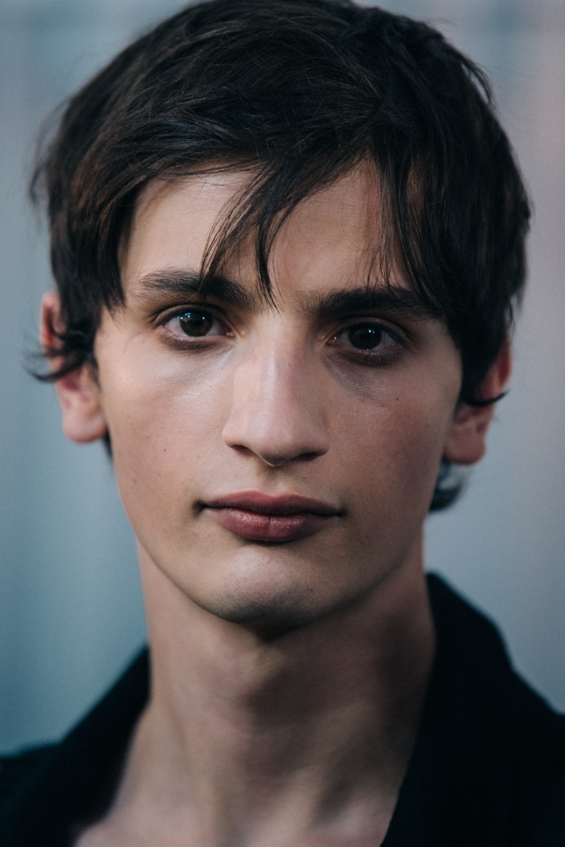 Portrait of model with large nose