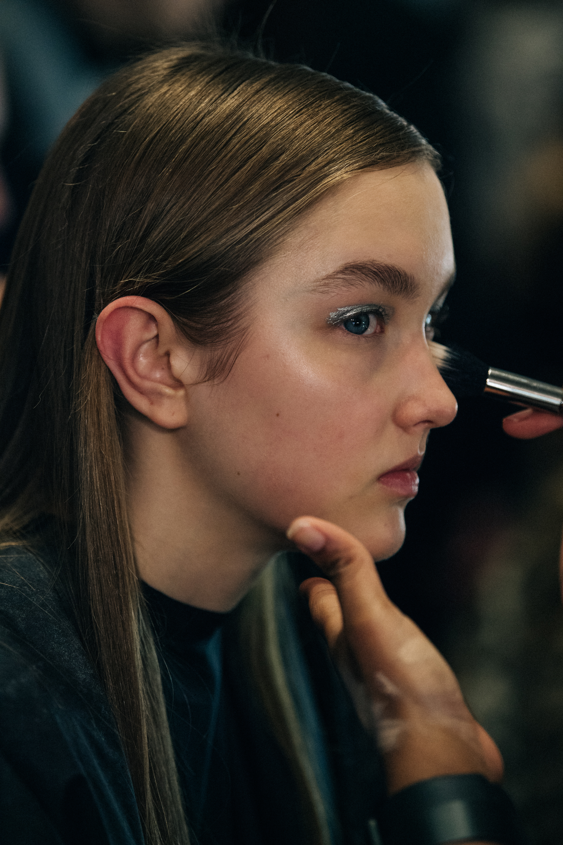 Nastya Cherkasova backstage at Delpozo