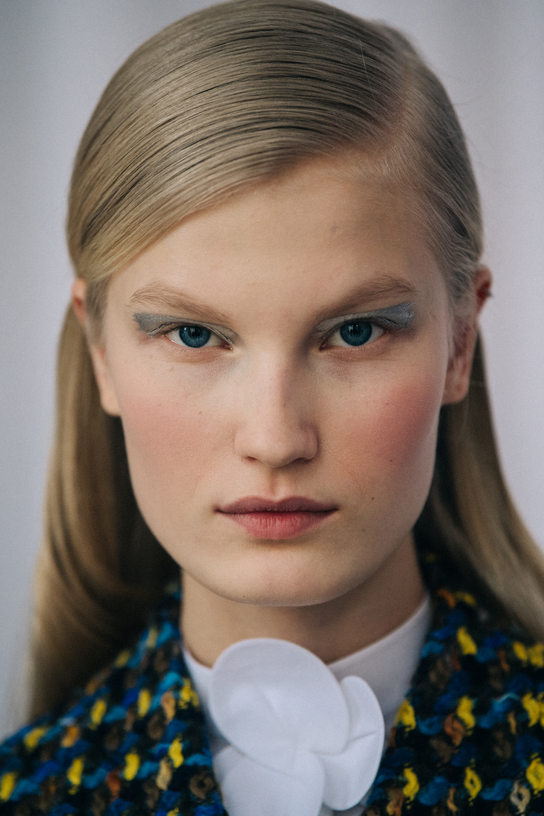 Portrait of model with long blonde hair