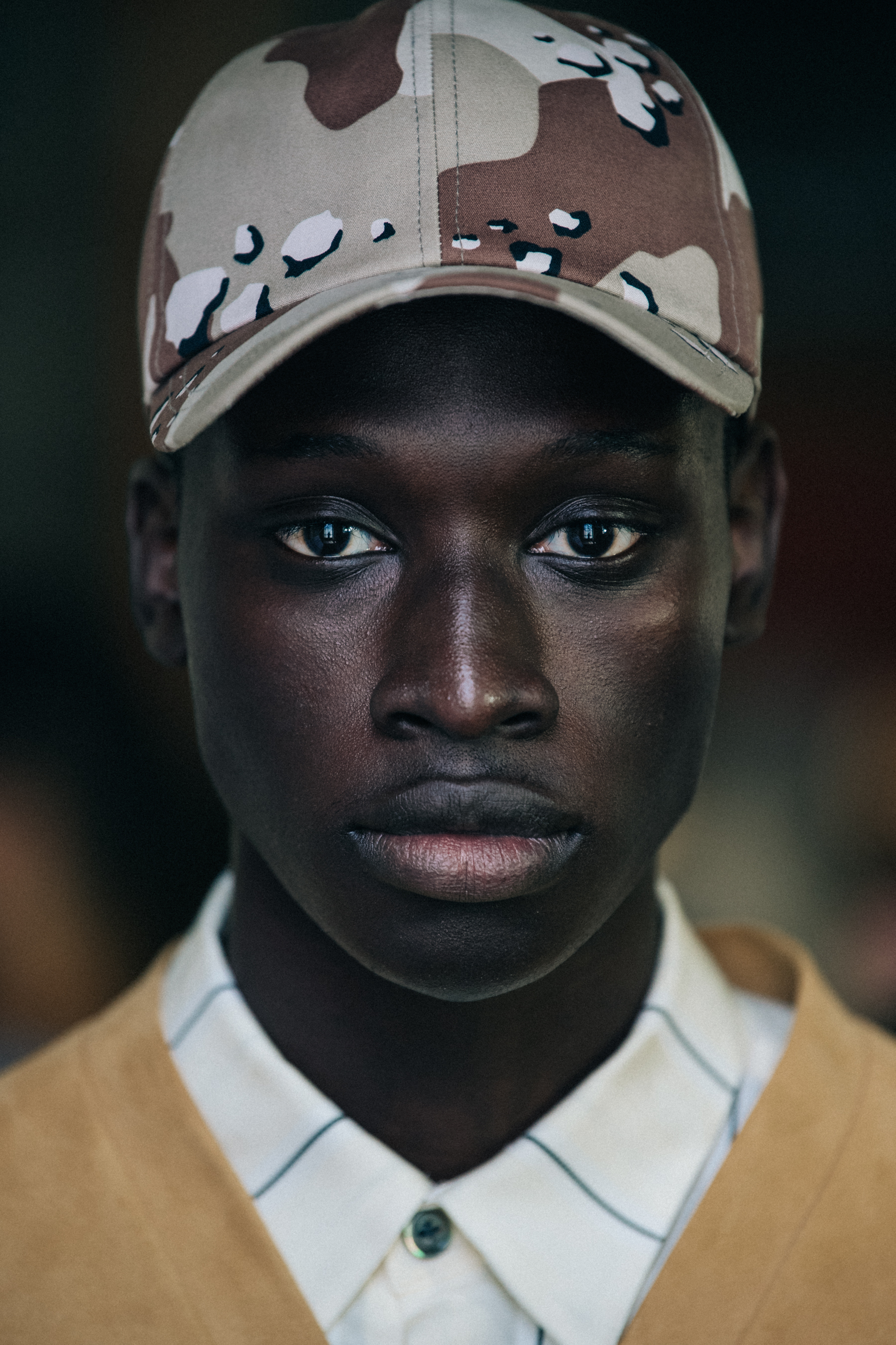 Portrait of model wearing cap
