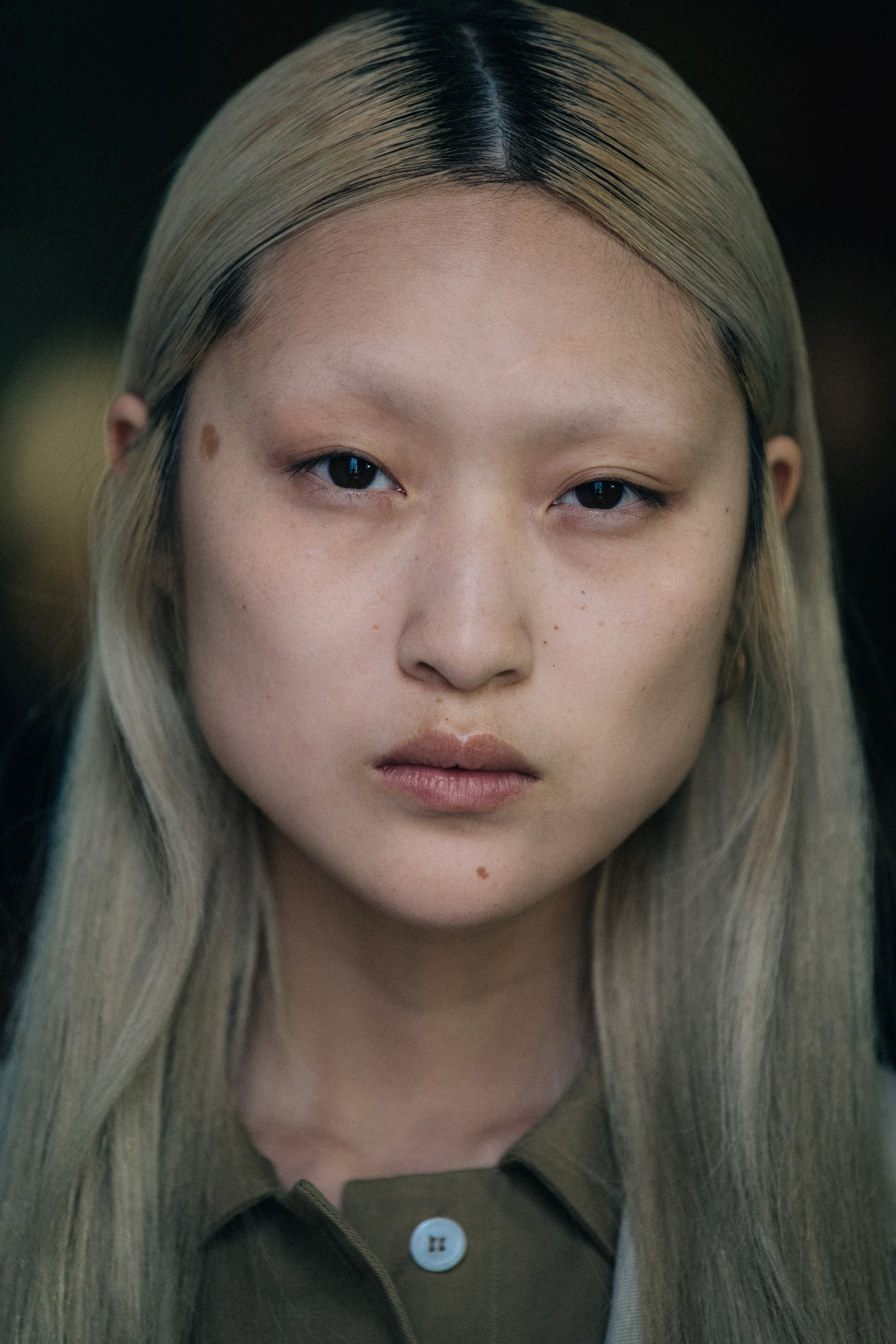 Portrait of model with long blonde hair