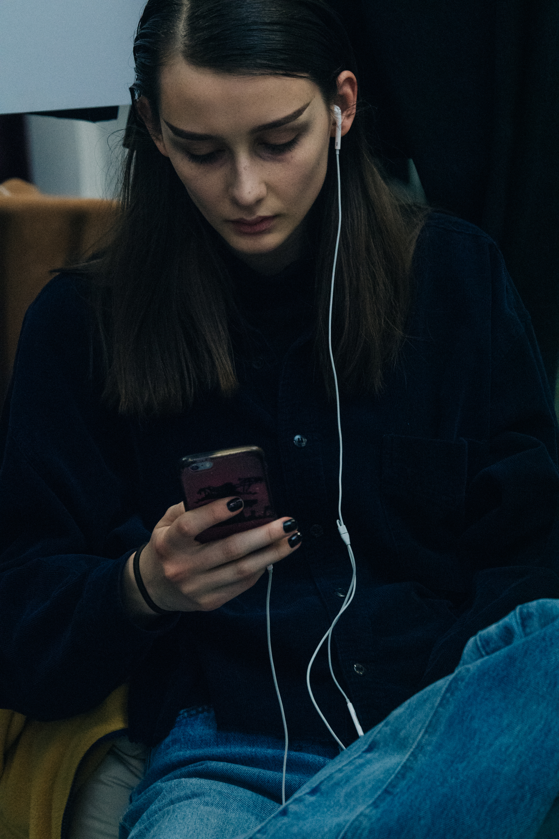 Model waiting backstage at Olivier Theyskens
