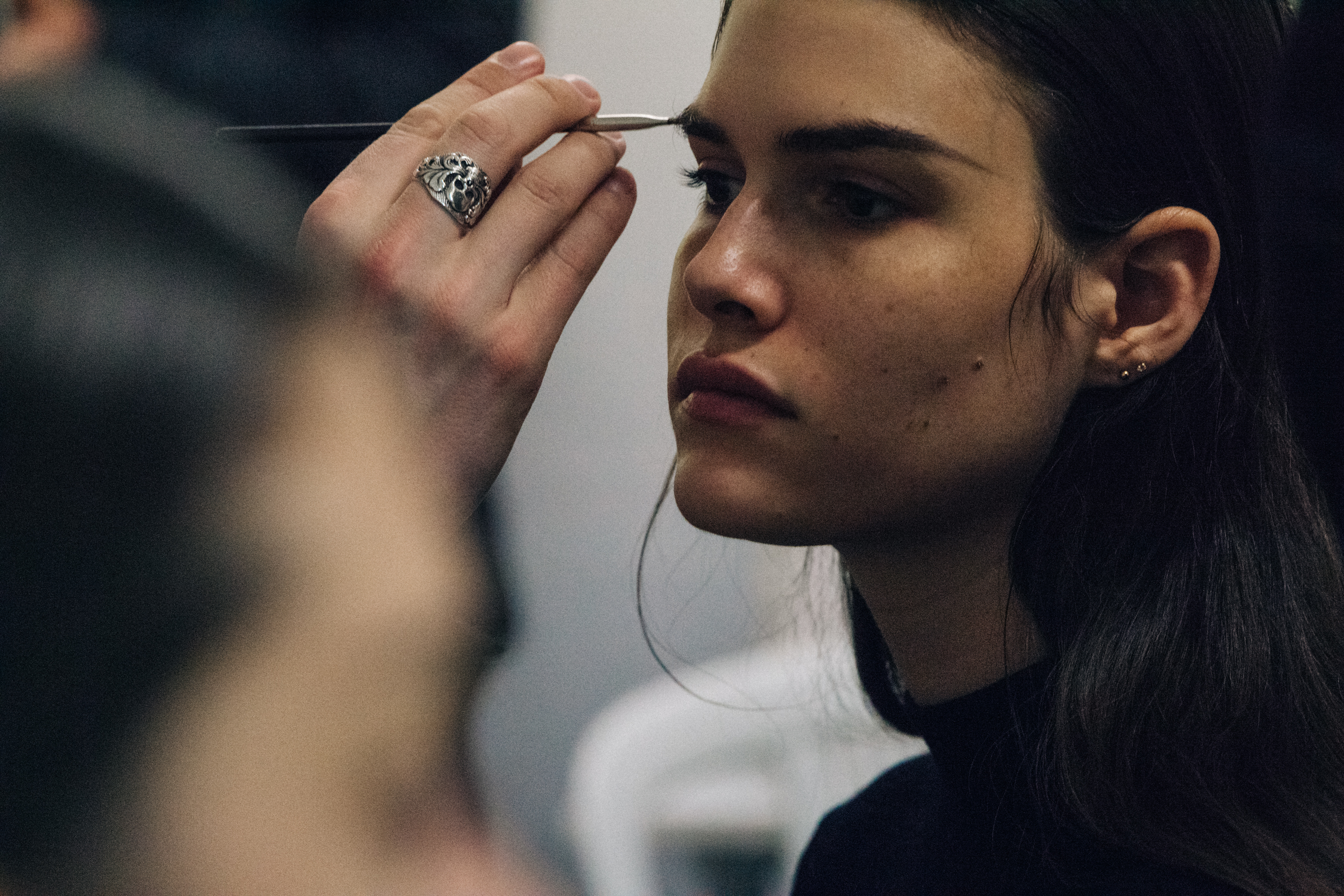 Vanessa Moody backstage at Olivier Theyskens