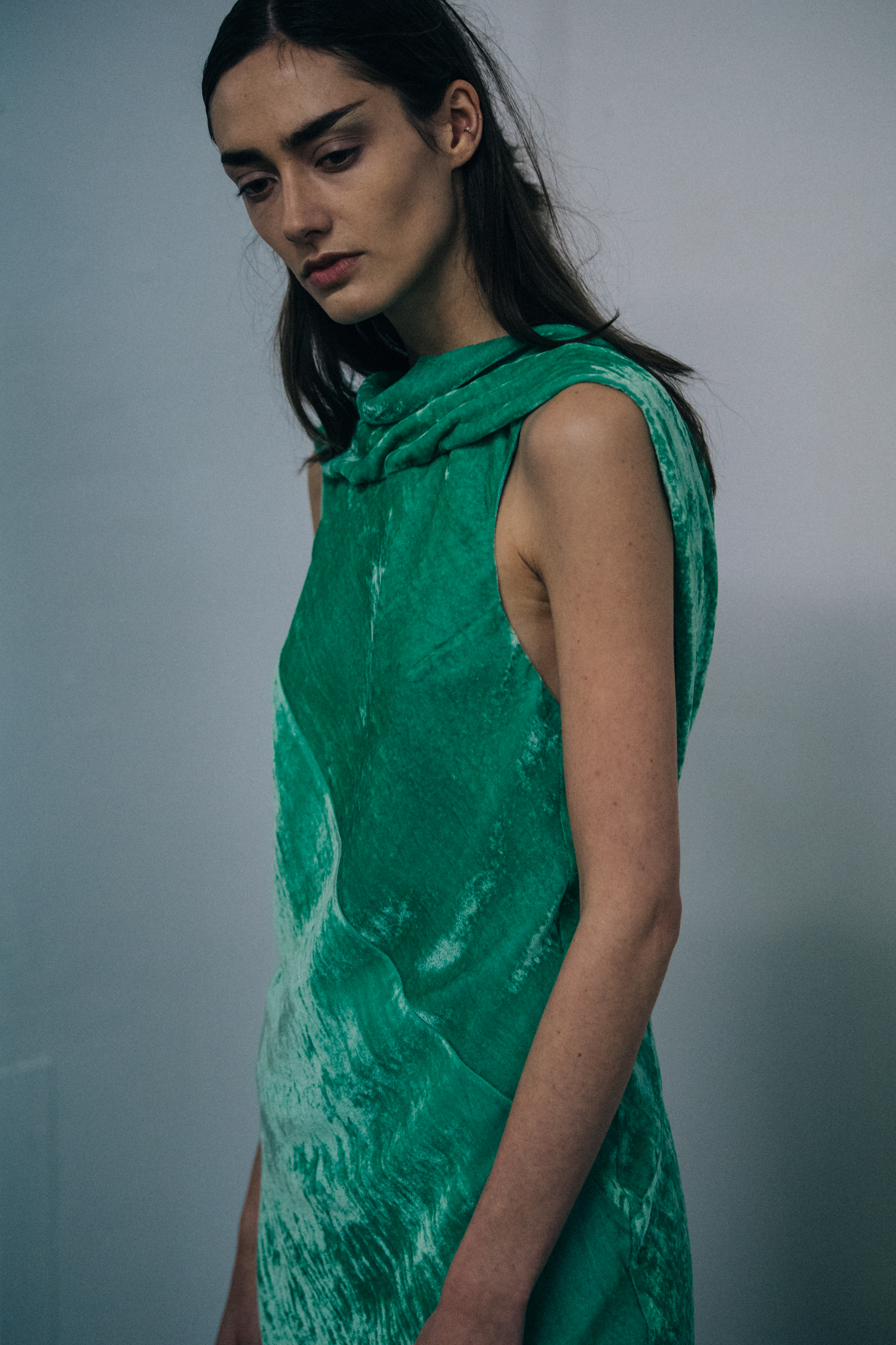 Amanda Googe backstage at Olivier Theyskens
