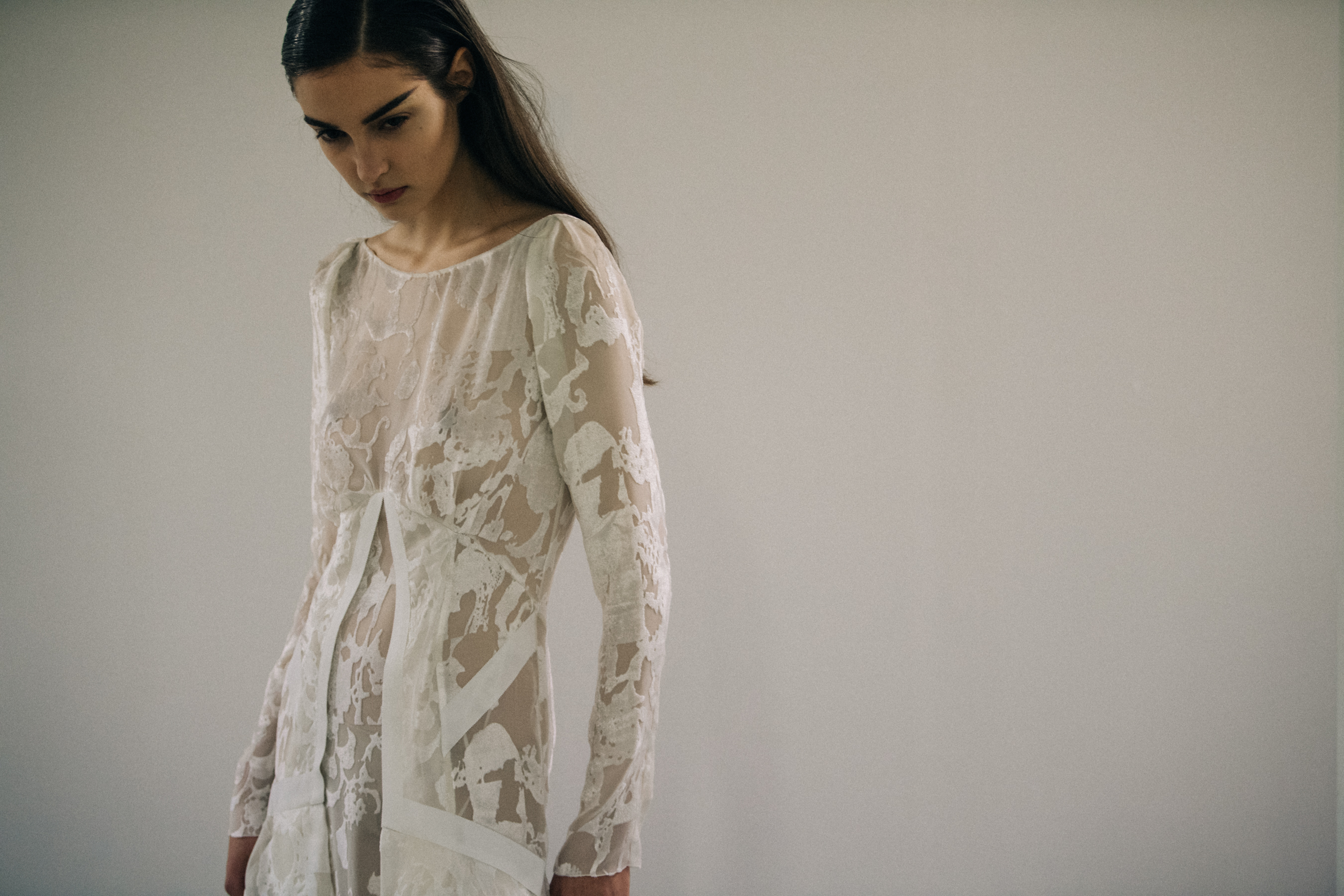 Camille Hurel backstage at Olivier Theyskens
