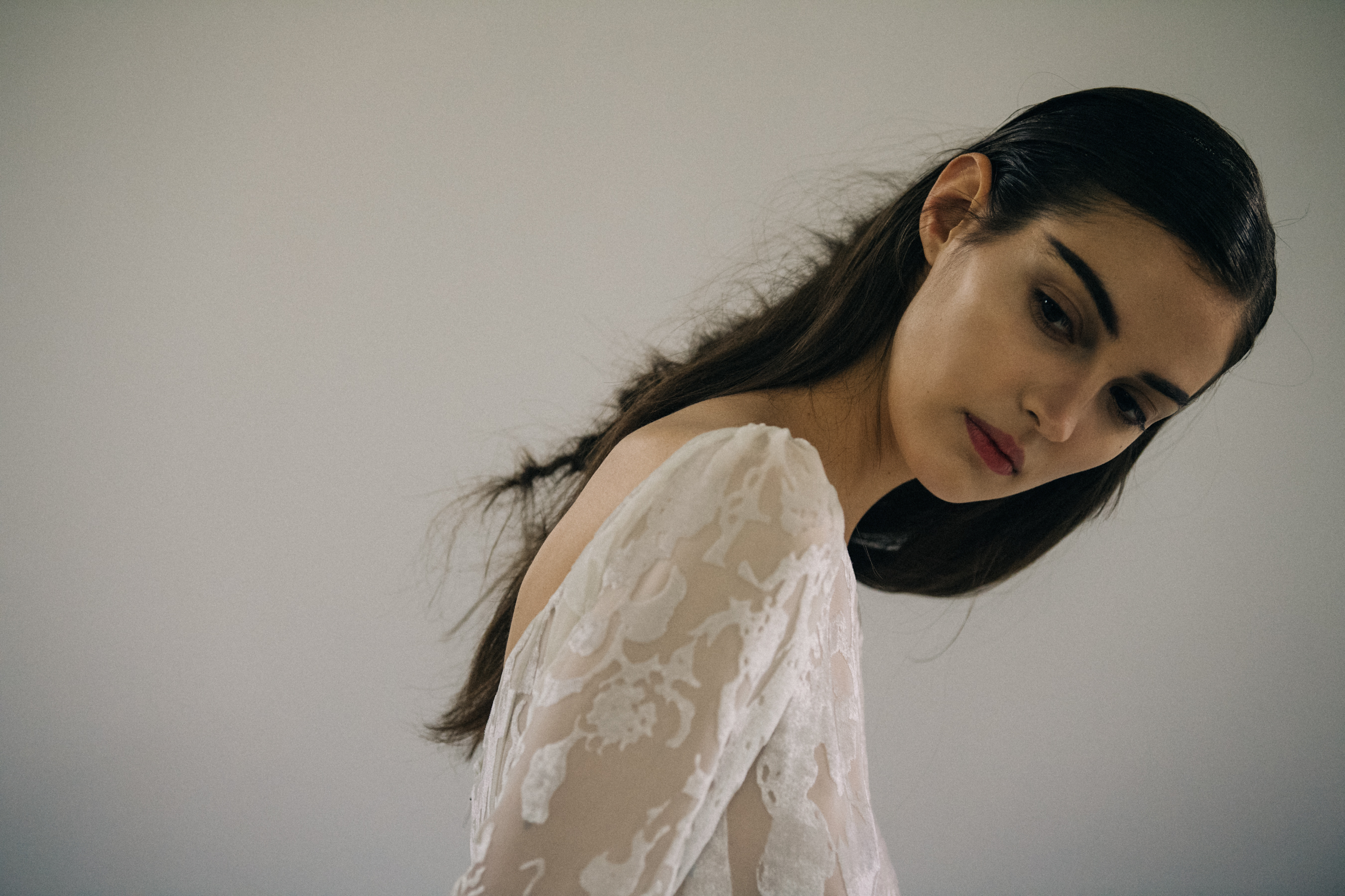 Camille Hurel backstage at Olivier Theyskens