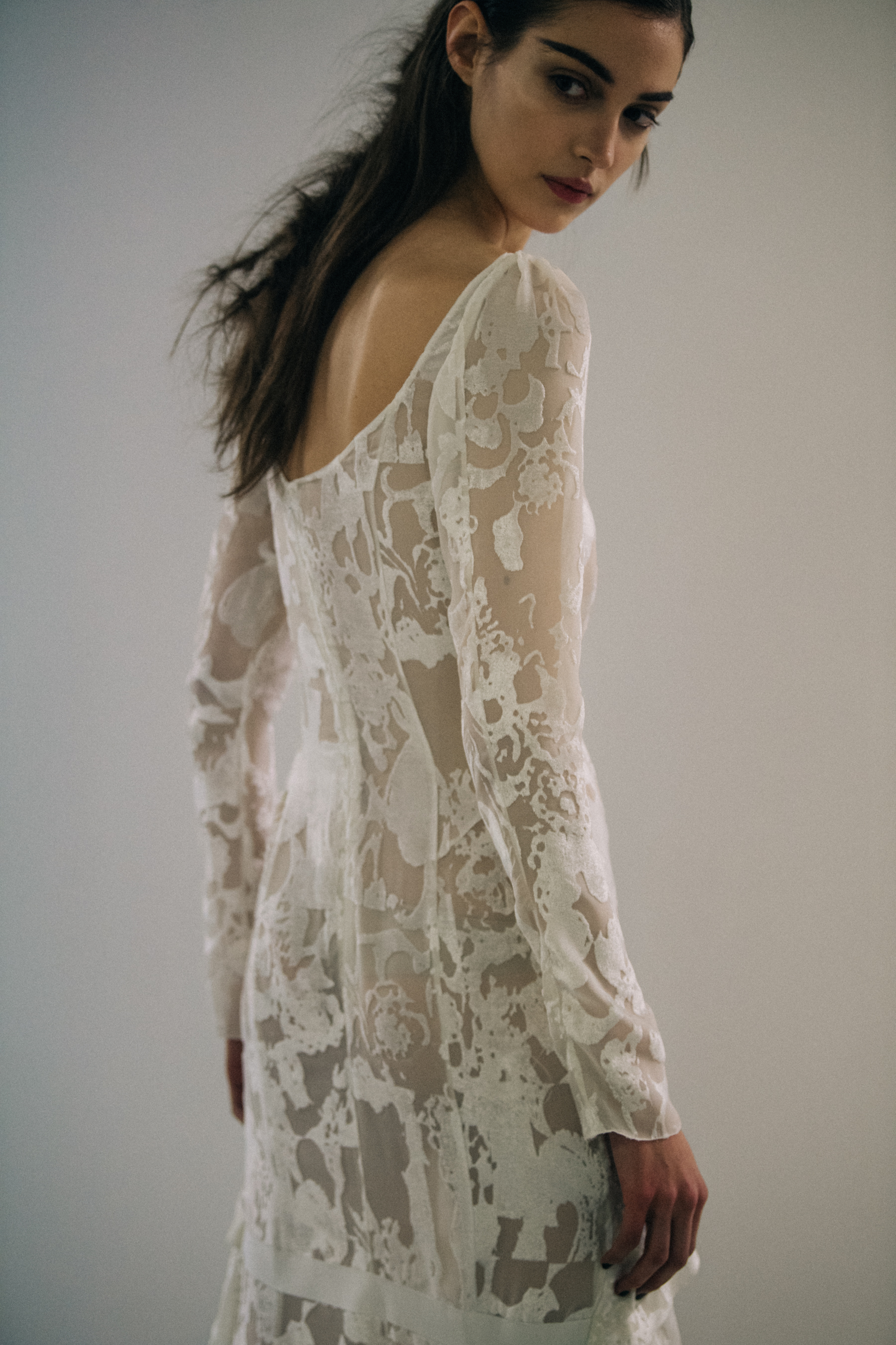 Camille Hurel backstage at Olivier Theyskens