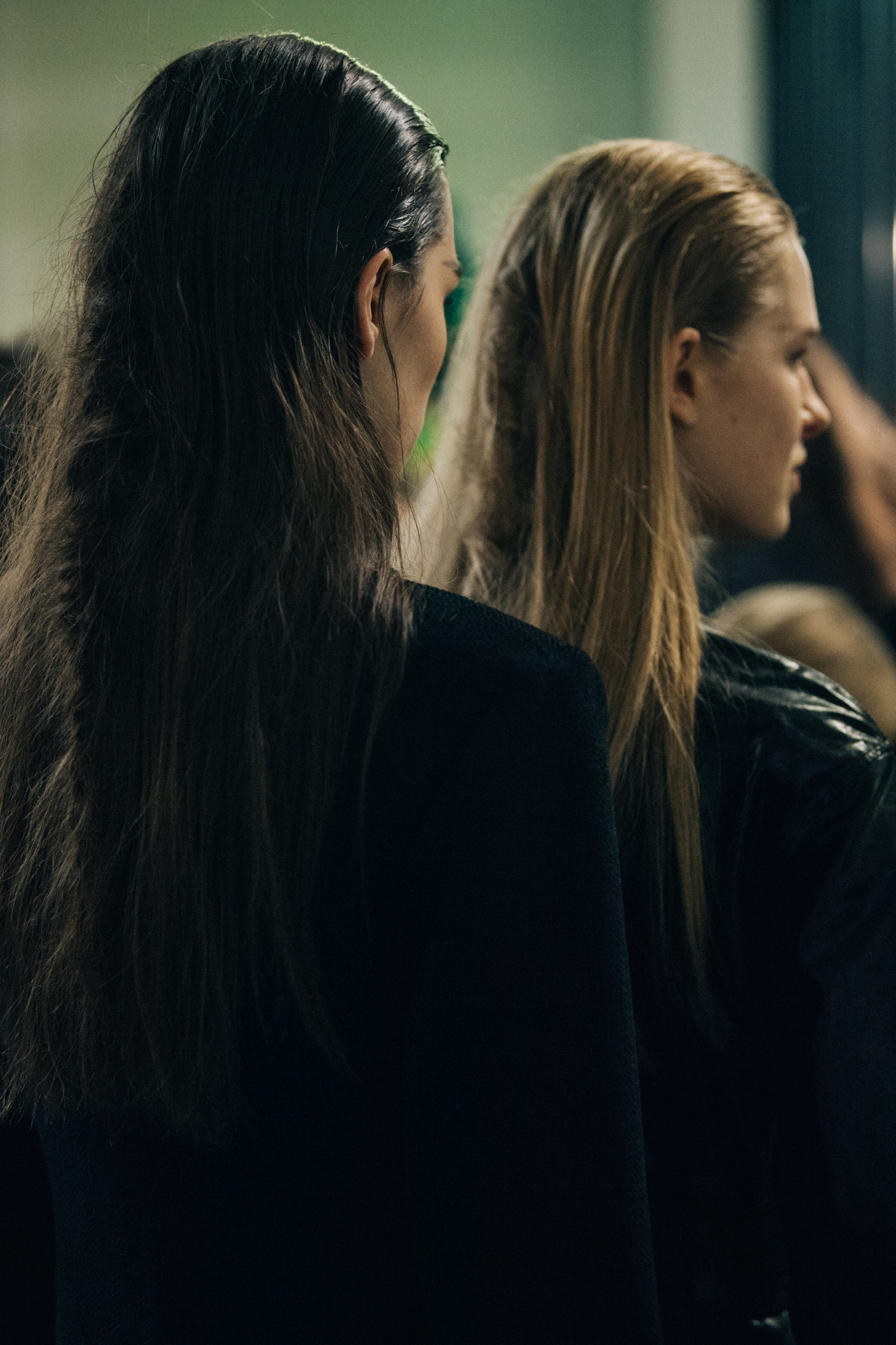 Irina Djuranovic backstage at Olivier Theyskens